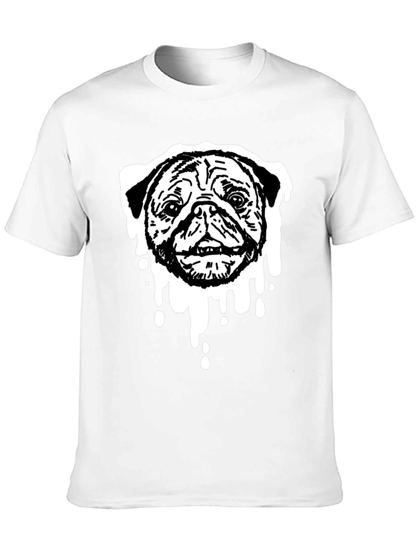 Black Pug Drip Graphic Tee - Black Cotton Blend view 10