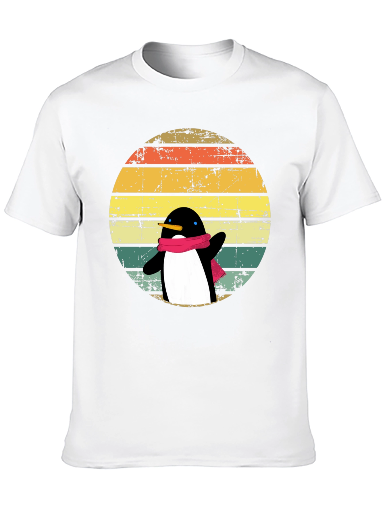 Black Penguin Dab T-Shirt: Retro Sunset Design view 10