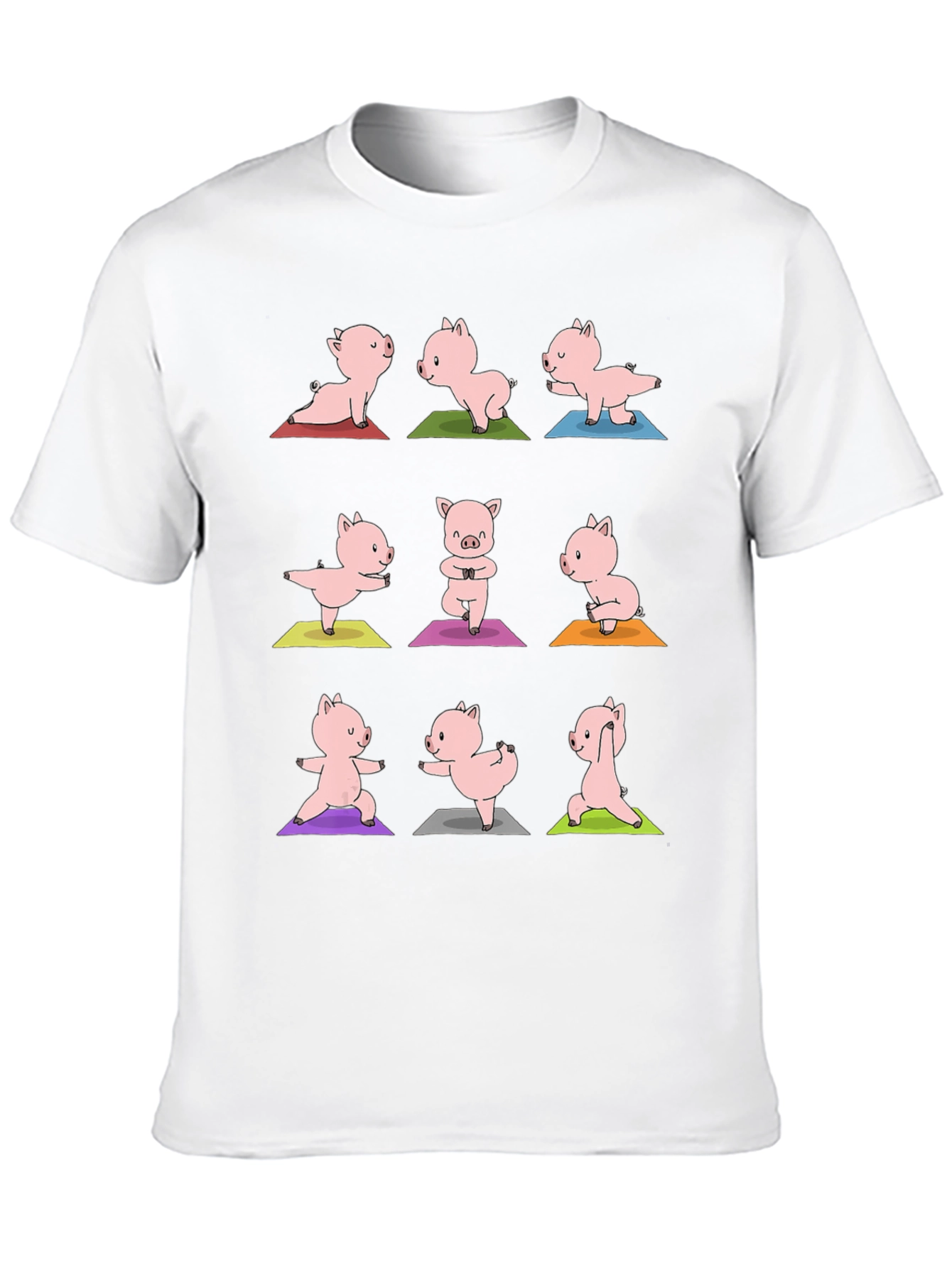 Black Yoga Pig T-Shirt - Black Cotton Graphic Tee view 10