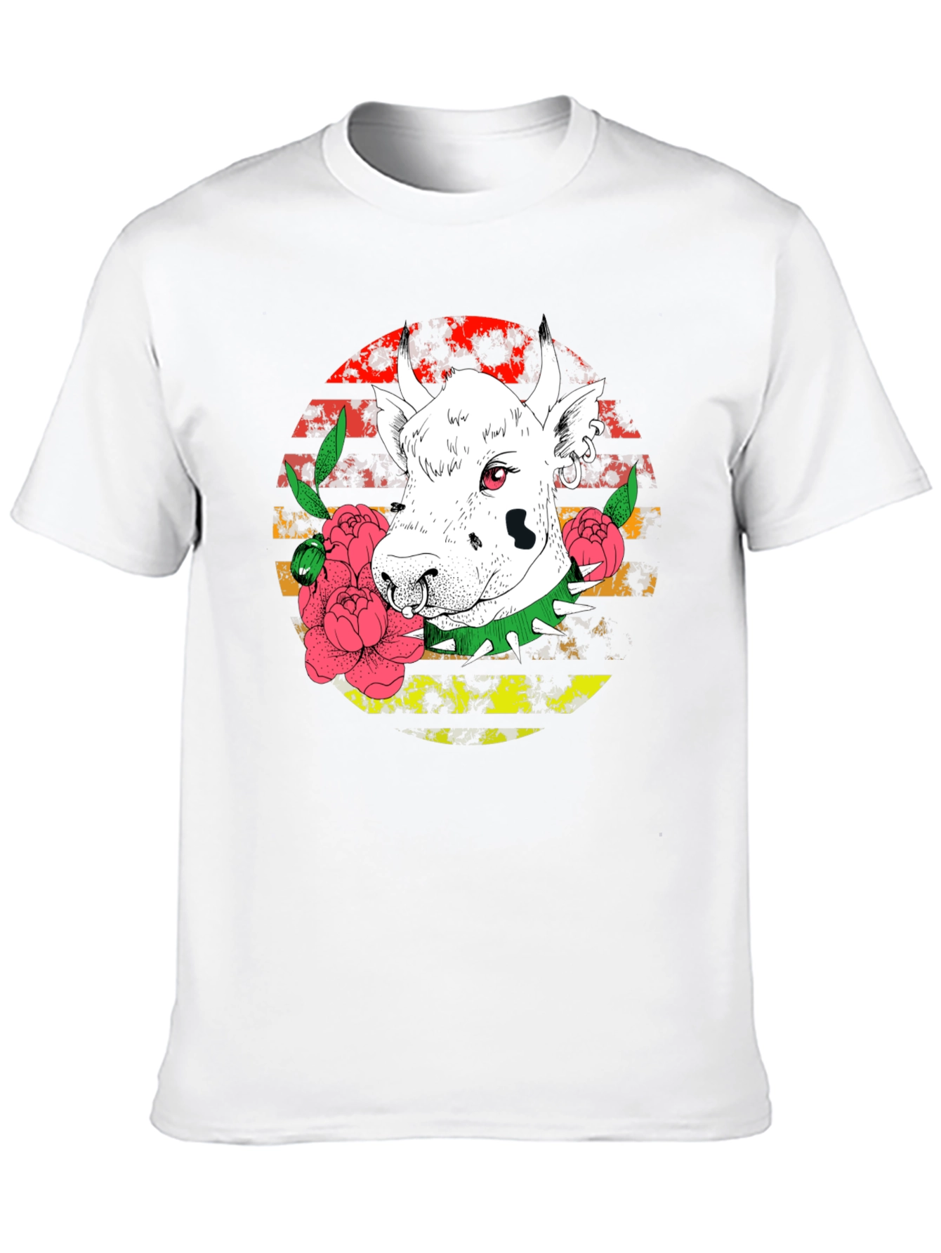 Black Edgy Cow Graphic Tee - Punk Rock Style view 10