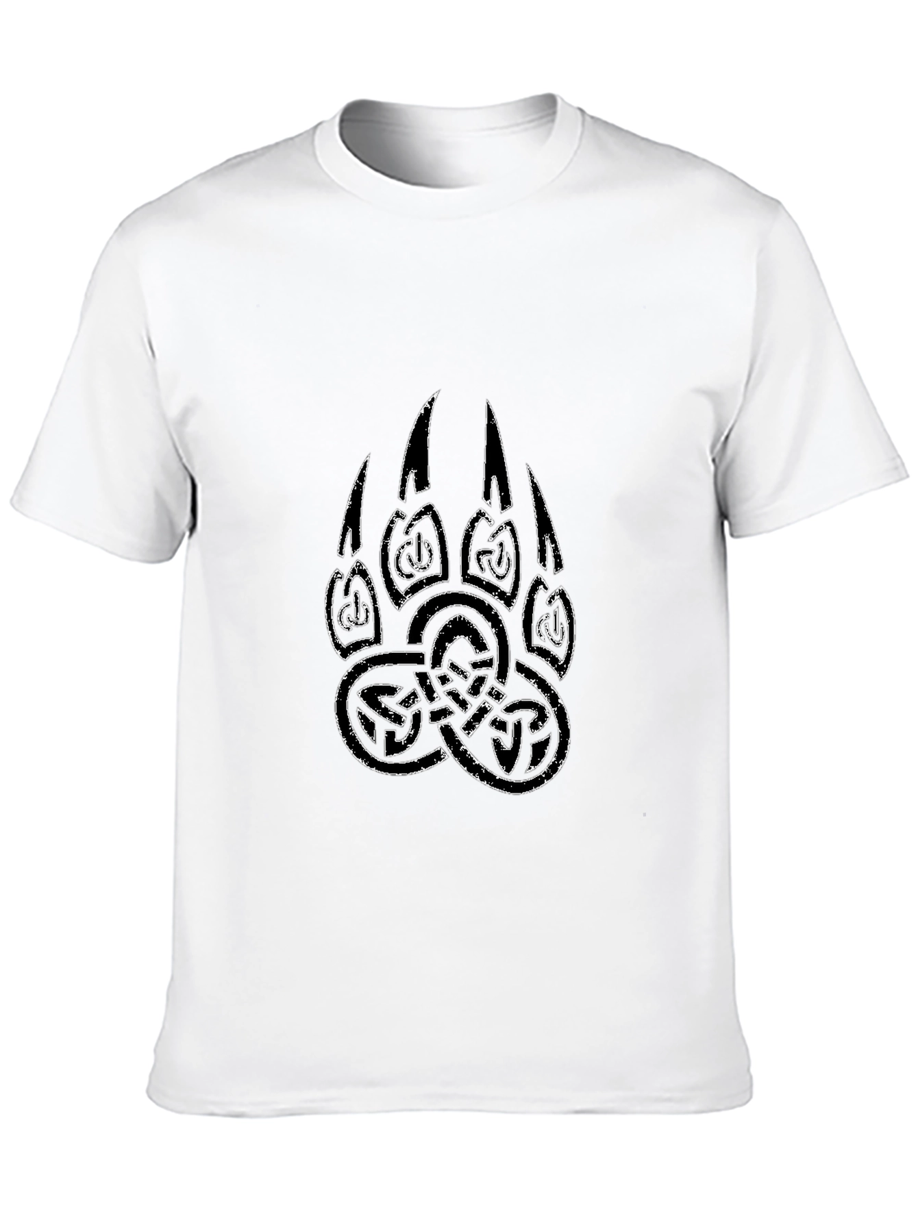 Black Men's Black T-Shirt with Tribal Bear Claw Design view 10