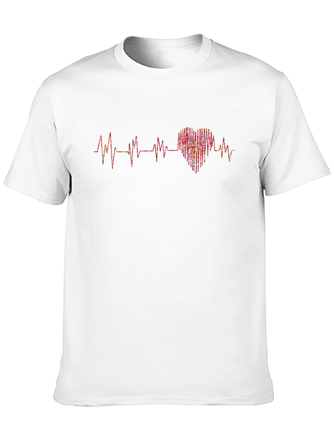 Black Heartbeat Heart Graphic Men's Black Tee view 10