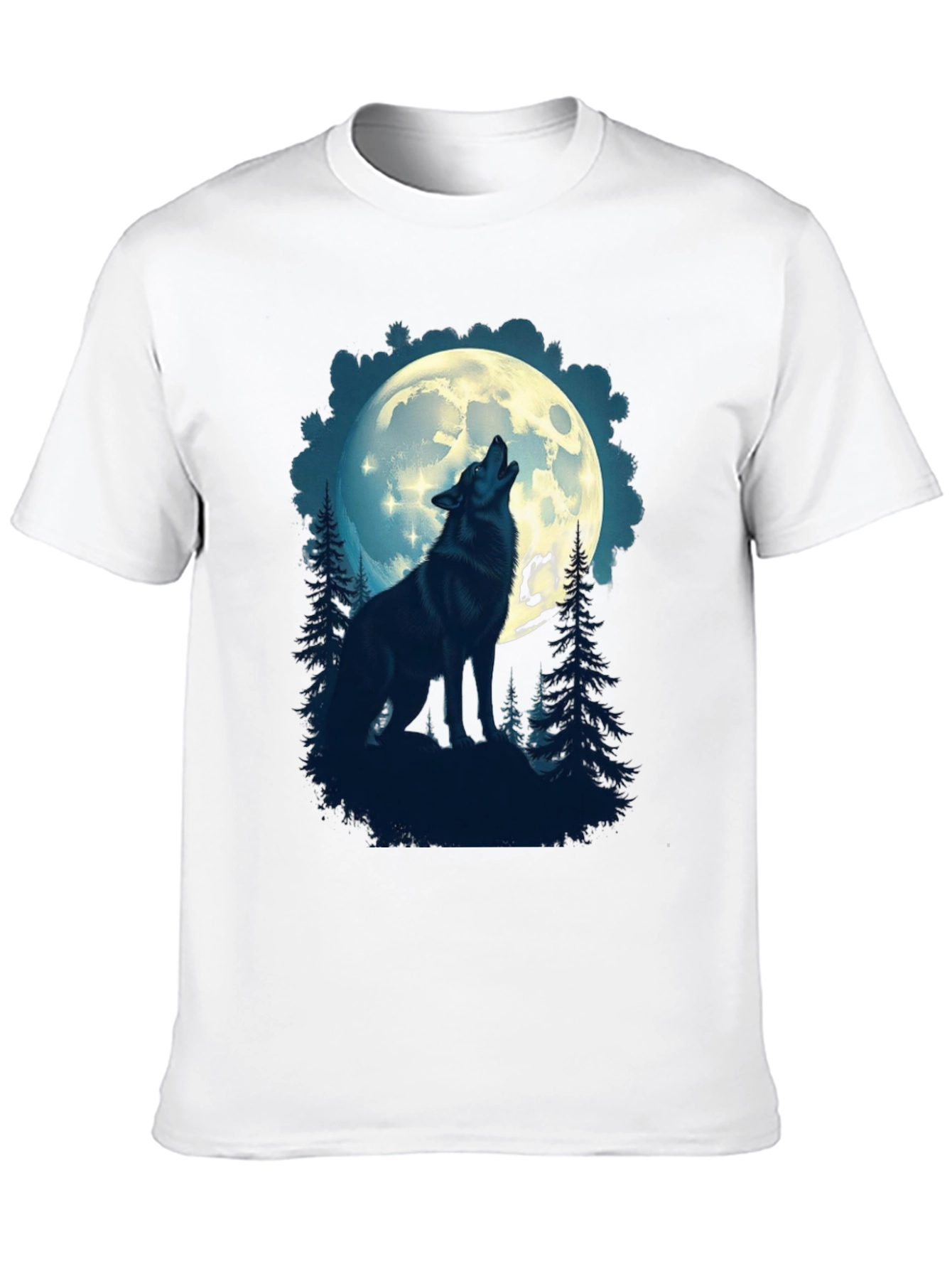 Black Wolf Howling at Moon Graphic T-Shirt view 10