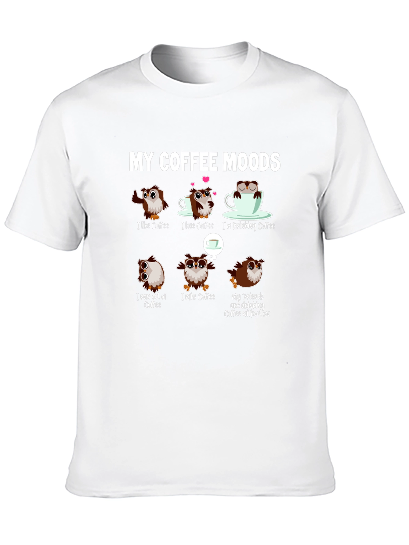 Black Coffee Moods Owl Graphic Tee - Funny Coffee Lover Shirt view 10