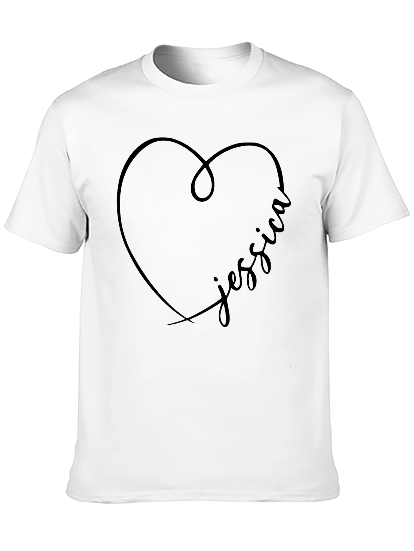 Black Personalized Jessica Heart T-Shirt - Black view 10