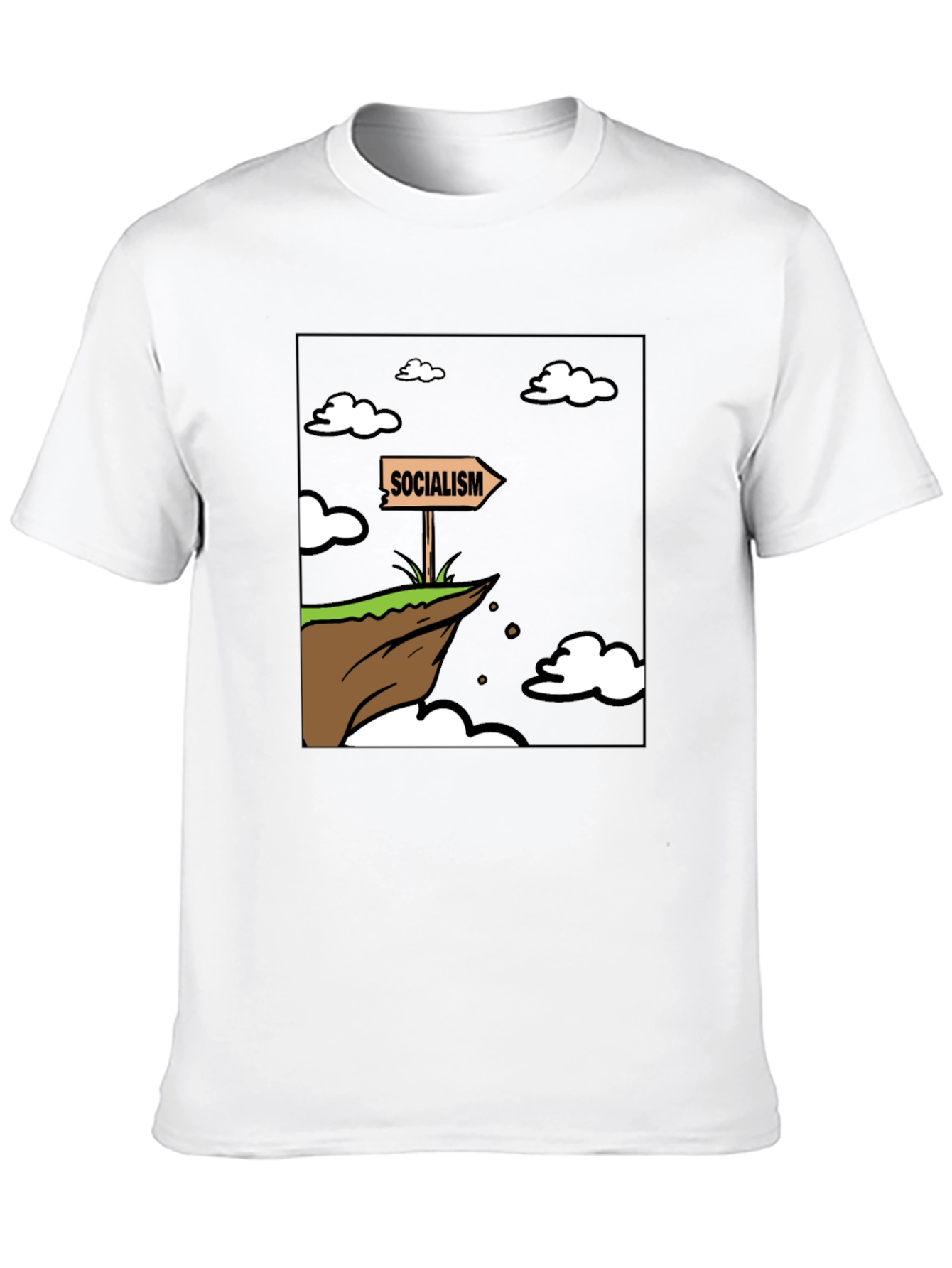 Black Socialism Cliff Edge Humor Graphic Tee view 10