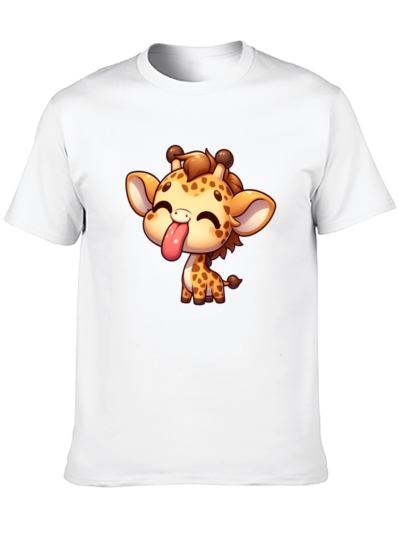 Black Cute Cartoon Giraffe Black T-Shirt view 10