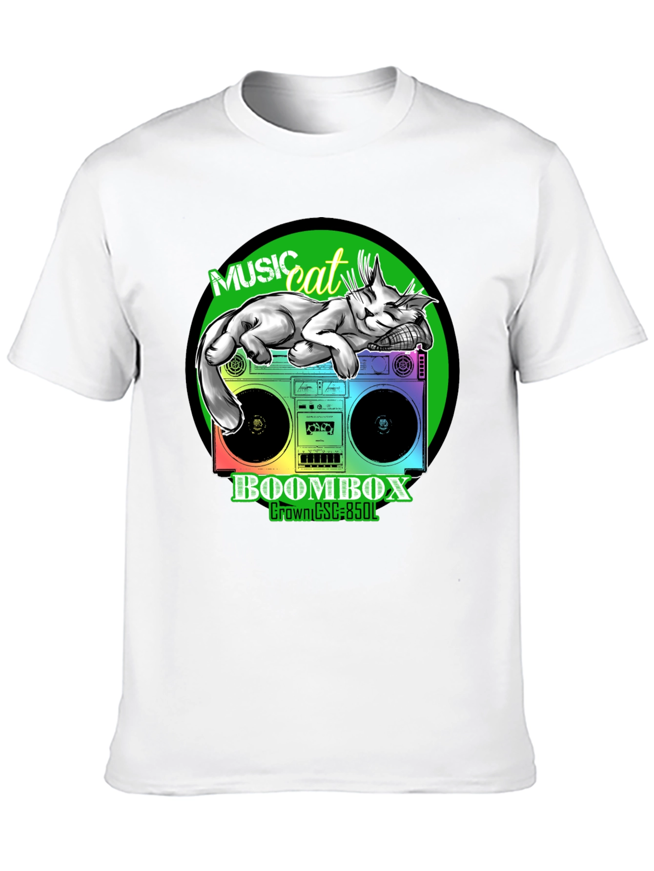 Black Music Cat Boombox Graphic Tee view 10