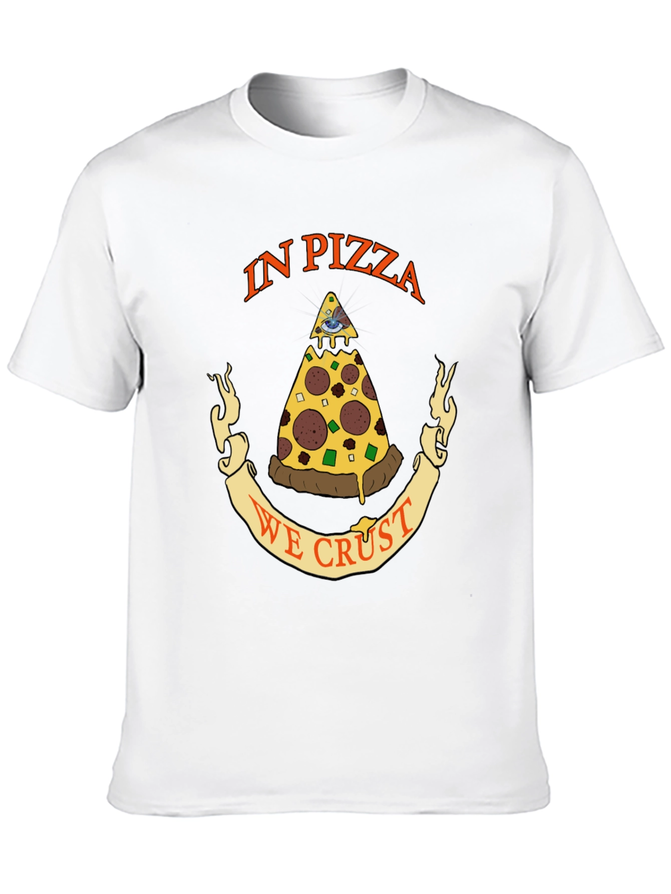 Black Pizza Graphic Tee - "In Pizza We Crust" Black Cotton T-Shirt view 10