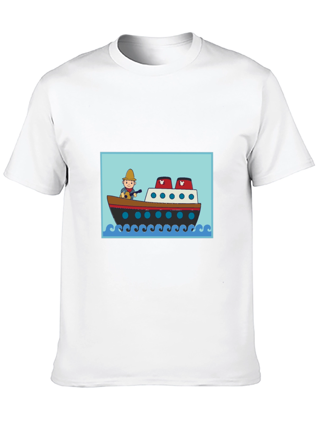 Black Cartoon Ship T-Shirt - Novelty Graphic Tee view 10