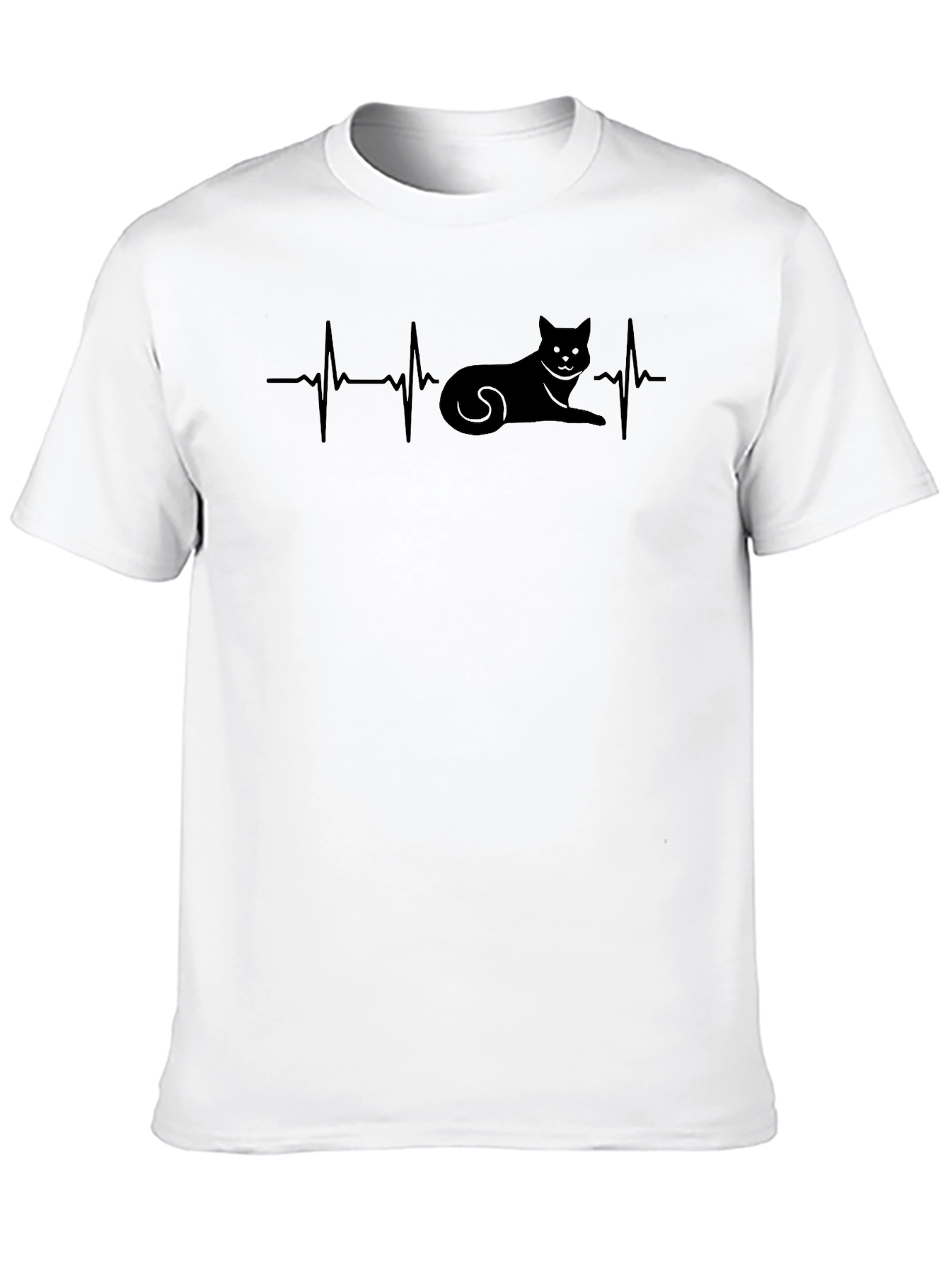Black Cat Heartbeat T-Shirt - Novelty Tee for Cat Lovers view 10