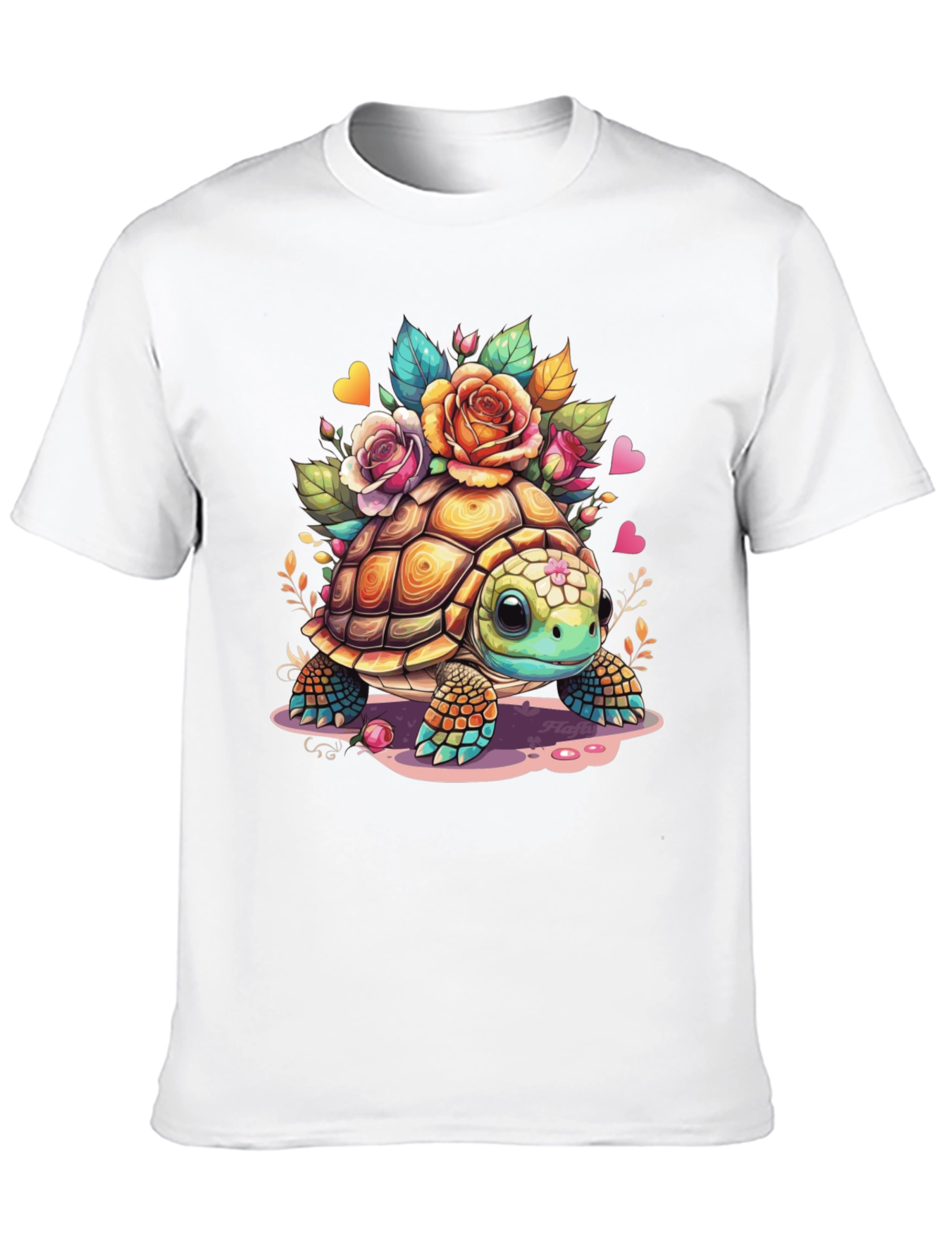 Black Cute Floral Turtle Graphic Tee - Unisex Comfort view 10