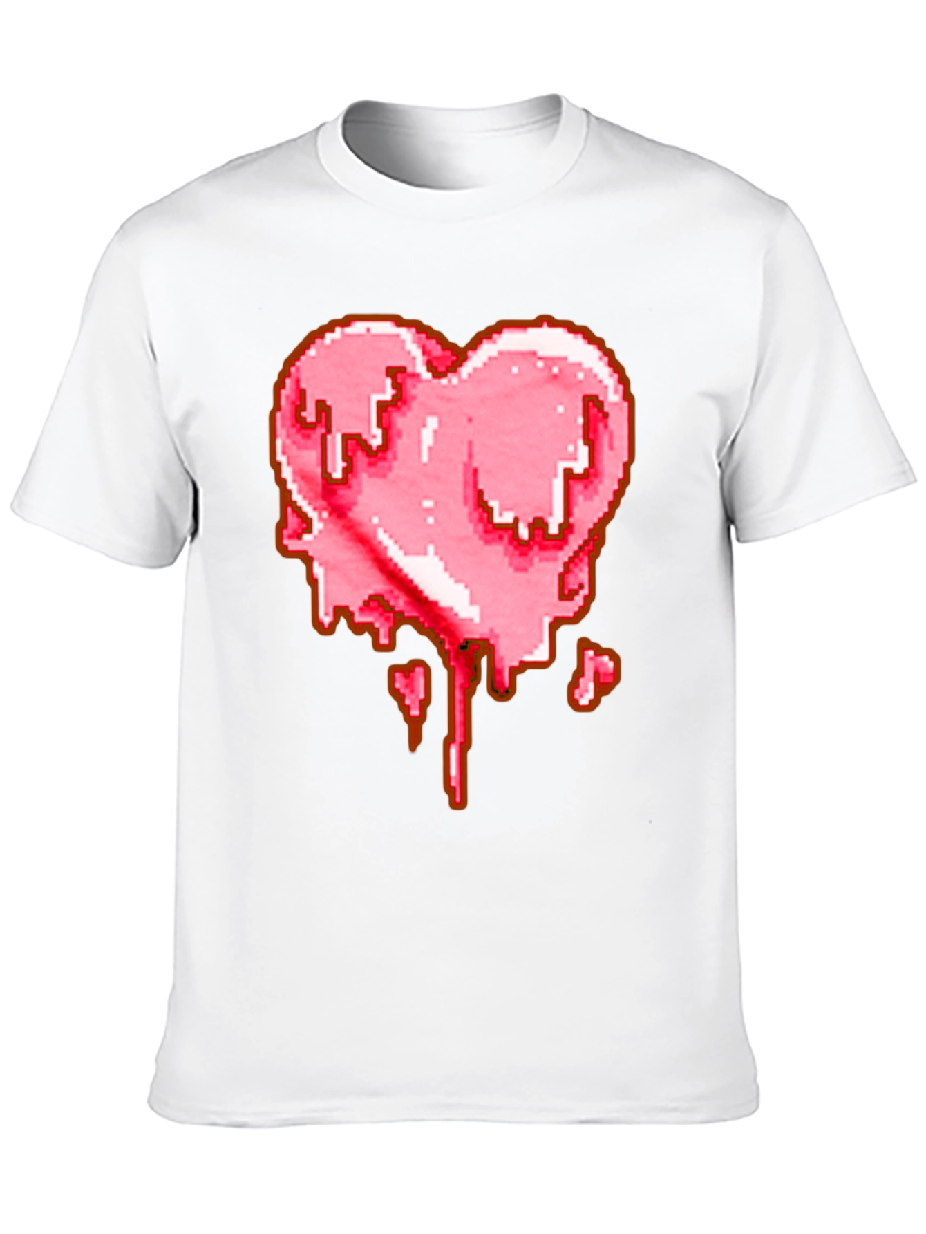 Black Pixelated Melting Heart Graphic T-Shirt view 10