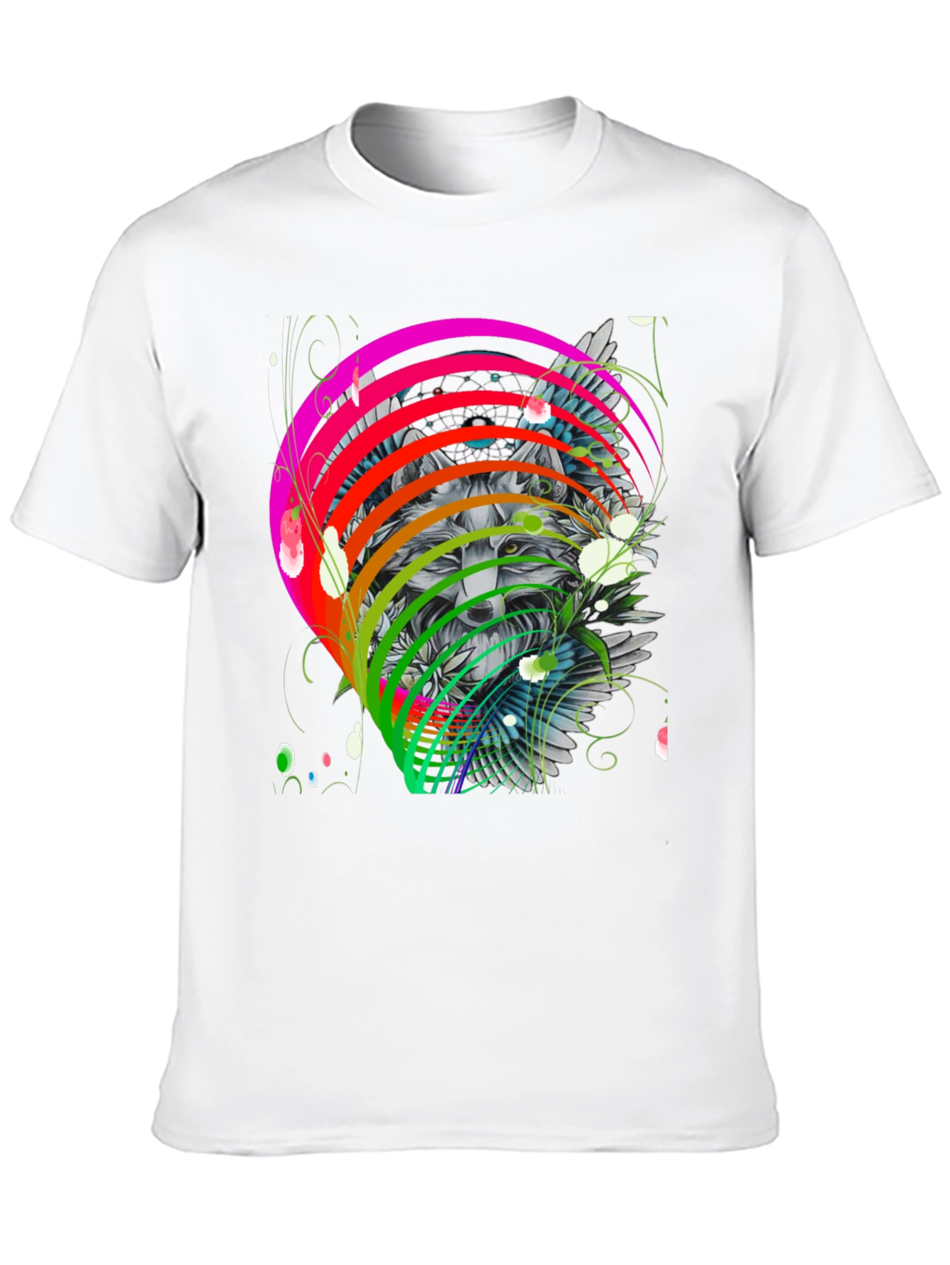 Black Wolf Rainbow T-Shirt - Men's Graphic Tee view 10