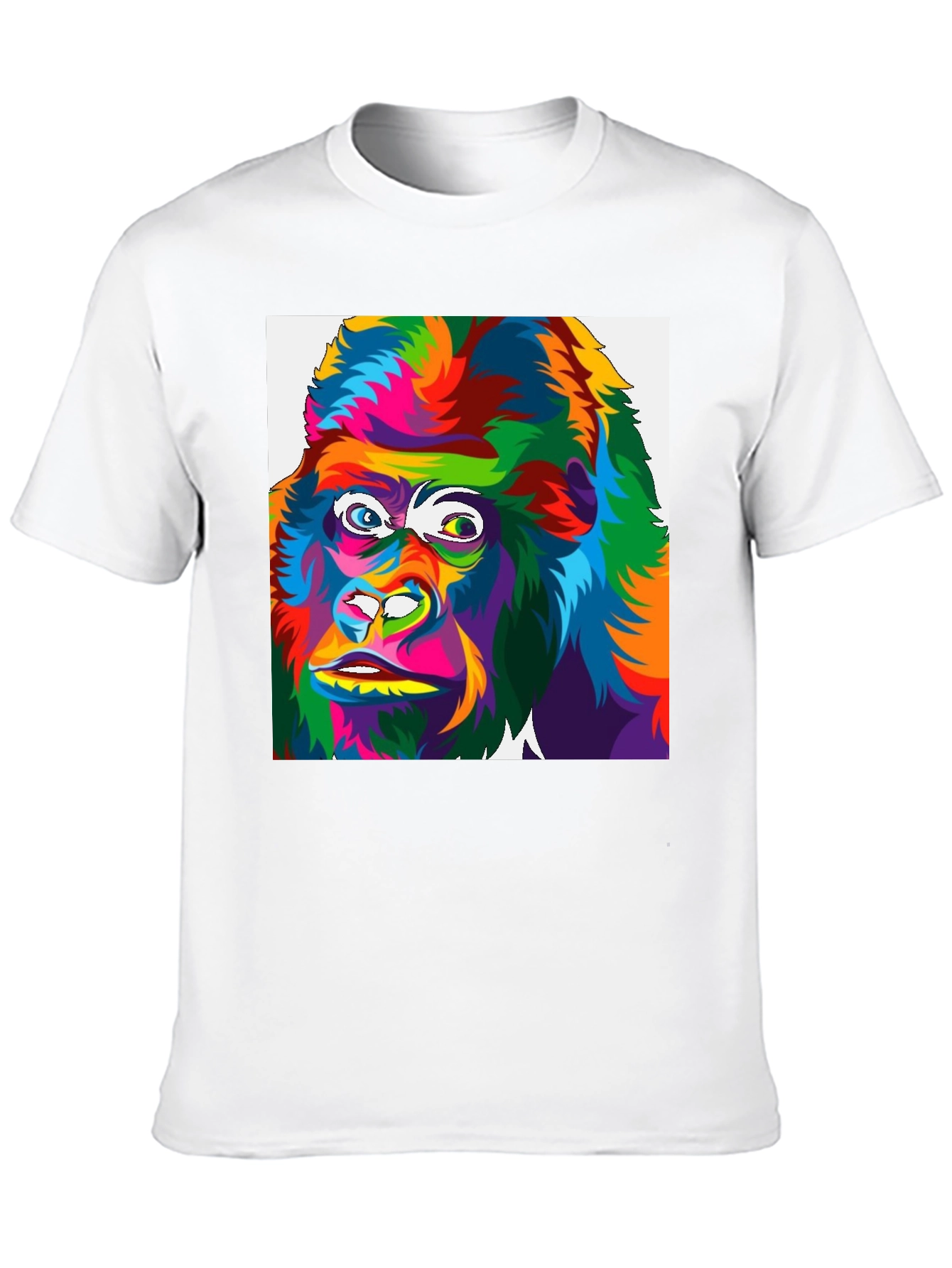 Black Colorful Gorilla Graphic Print Black T-Shirt view 10