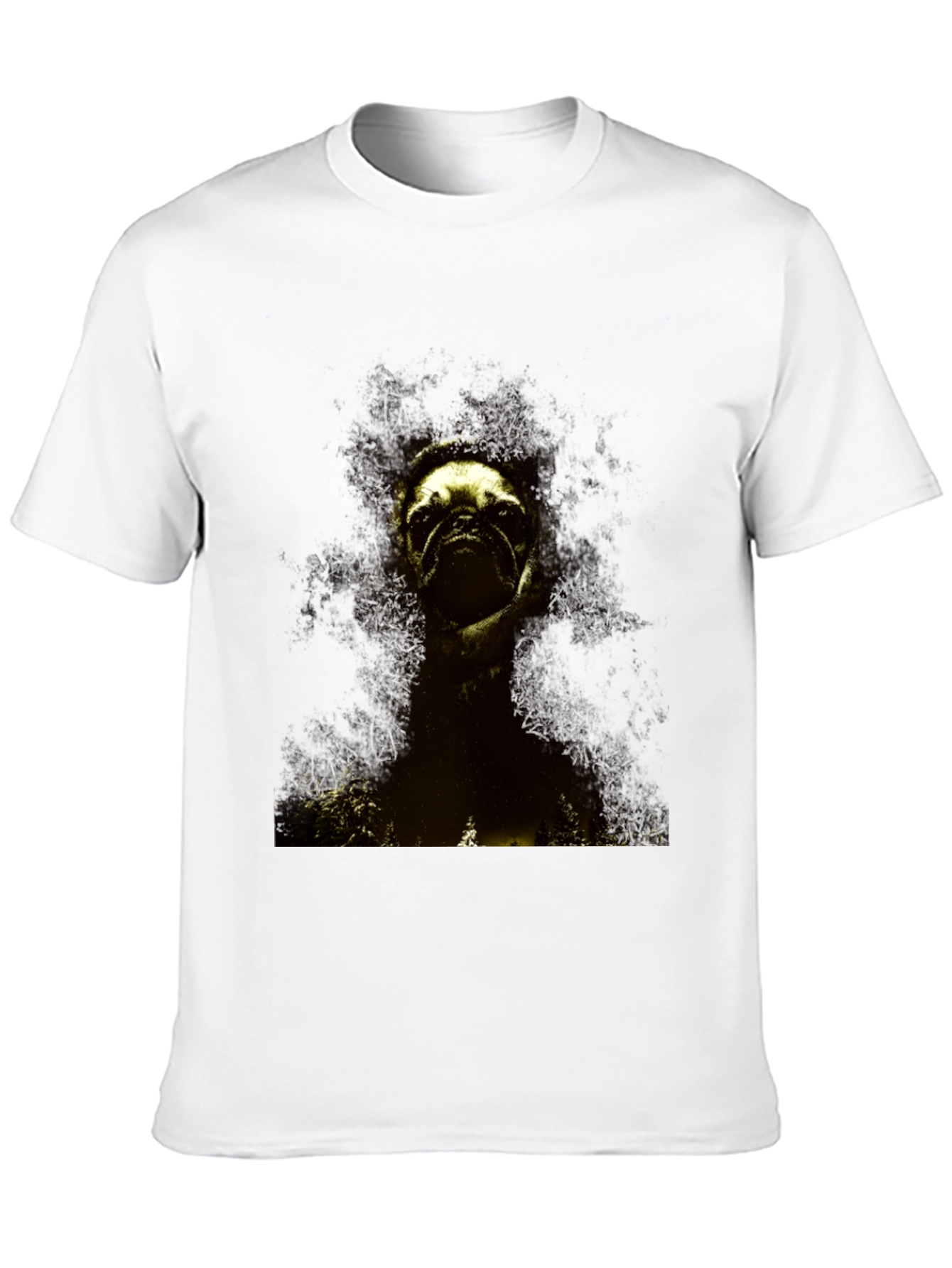 Black Pug in the Woods Black T-Shirt view 10