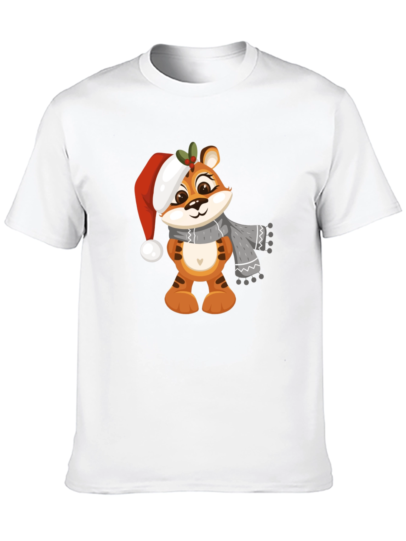 Black Cute Cartoon Tiger Christmas T-Shirt view 10