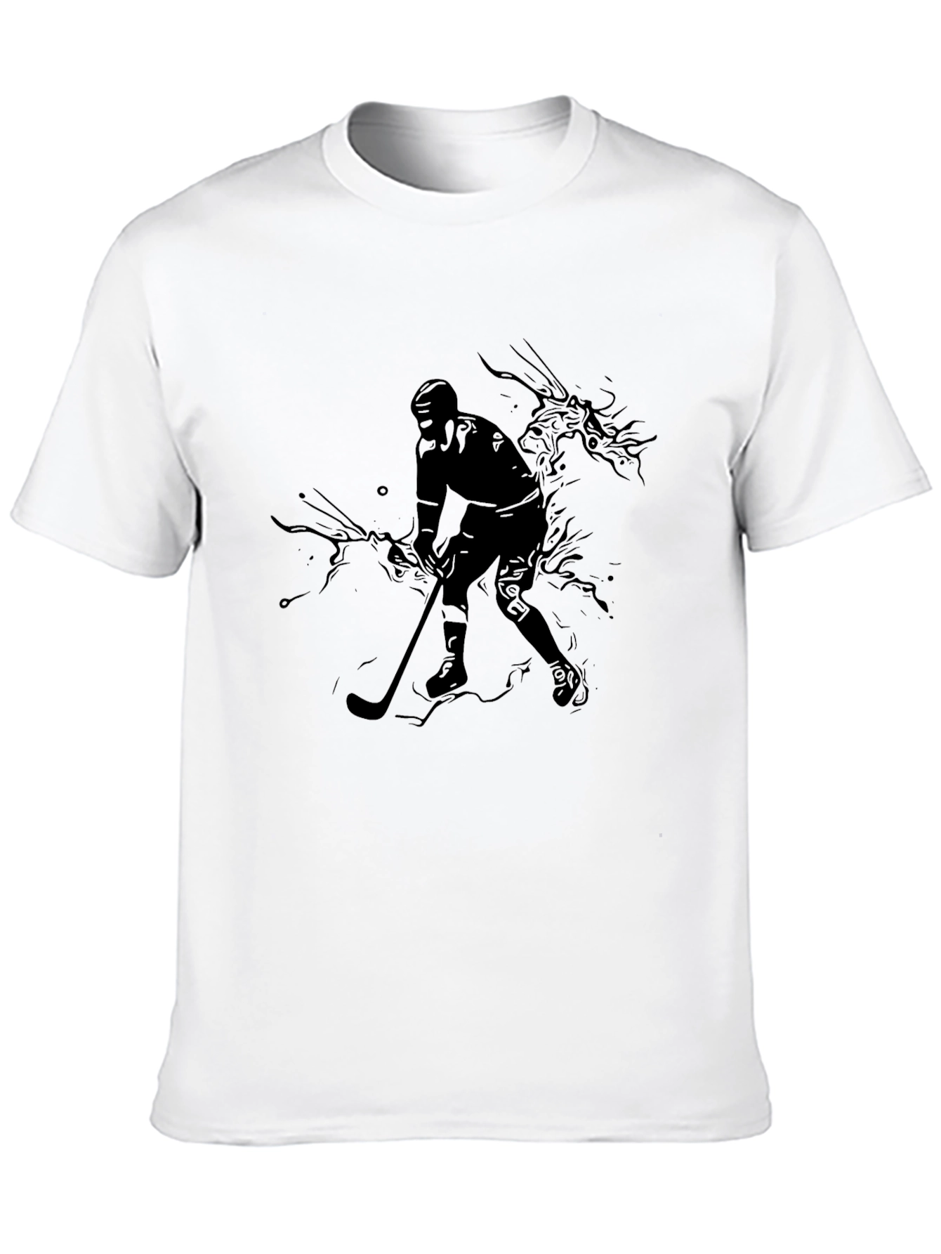 Black Hockey Player Graphic Black T-Shirt view 10