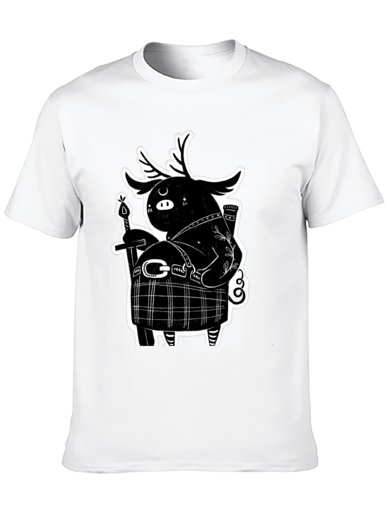 Black Black Graphic Tee - Quirky Highland Creature Design view 10