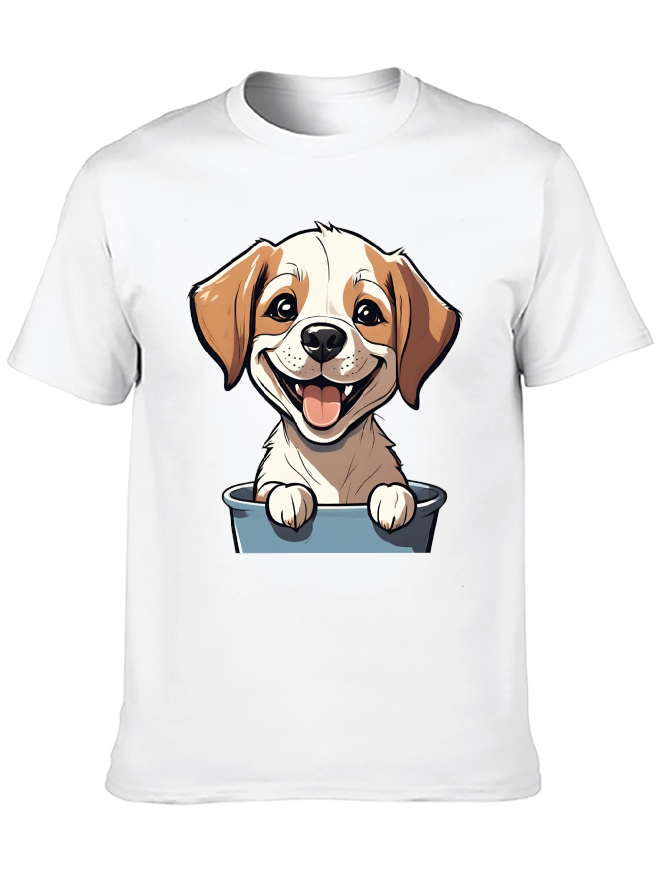 Black Cute Puppy in Bucket Graphic T-Shirt view 10