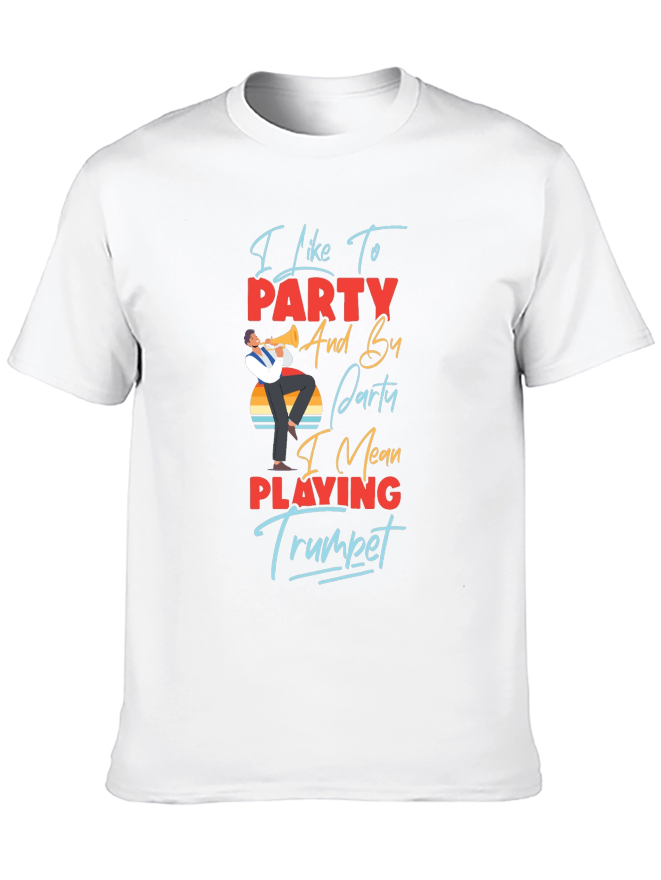 Black I Like to Party Trumpet Player Graphic T-Shirt view 10