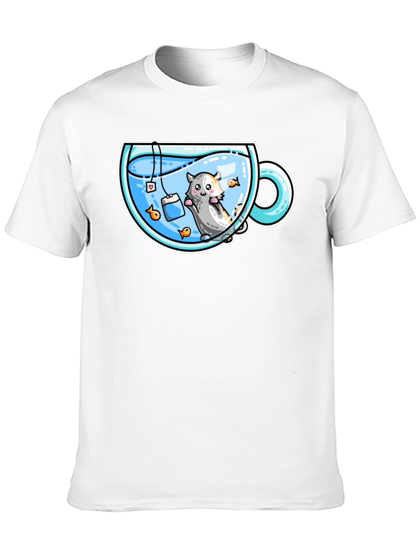 Black Cute Cartoon Tea Cup Hamster Graphic Tee view 10