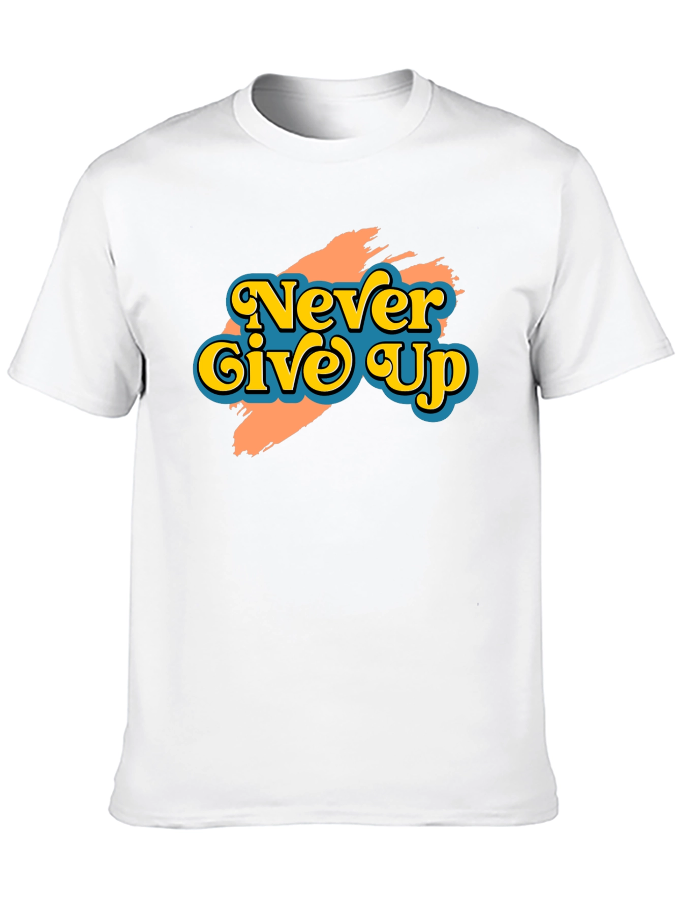 Black Never Give Up Retro Graphic T-Shirt view 10