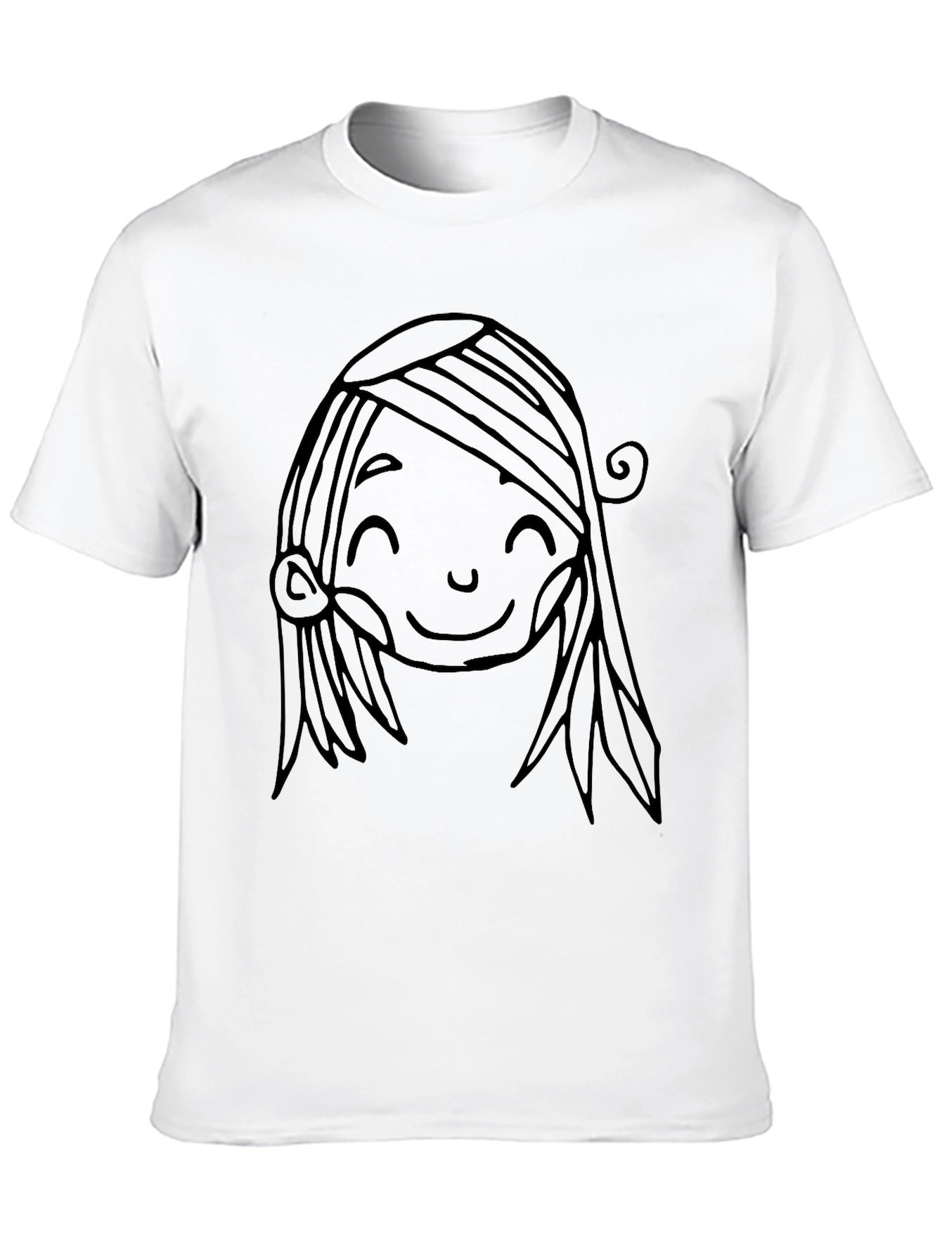 Black Cute Cartoon Face Graphic Black T-Shirt view 10