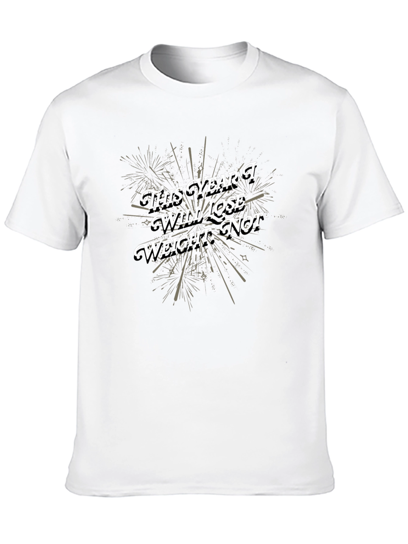 Black Funny 'This Year I Will Lose Weight. Not' Black T-Shirt view 10