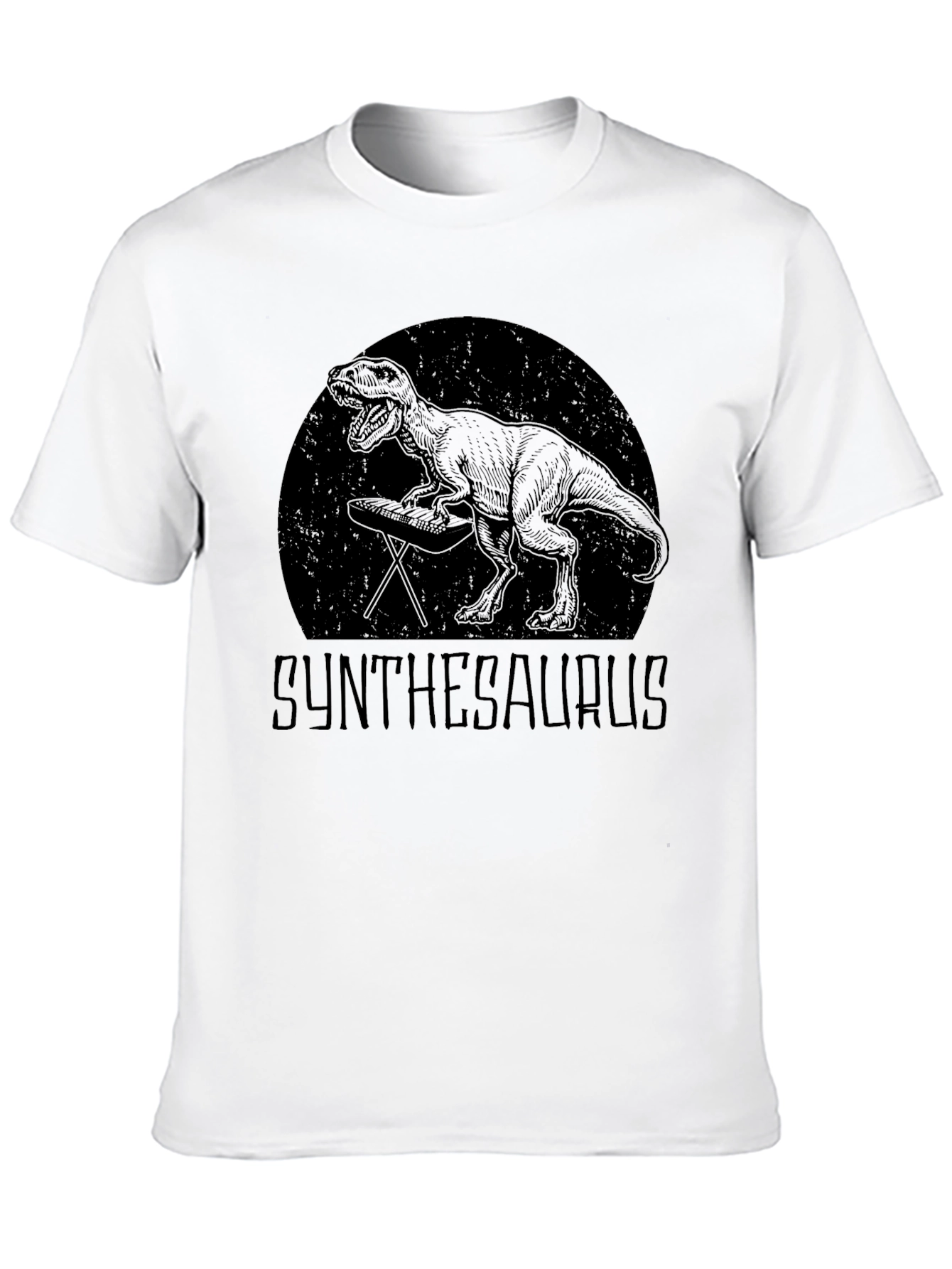 Black Synthesaurus T-Shirt - Dinosaur DJ Graphic Tee view 10