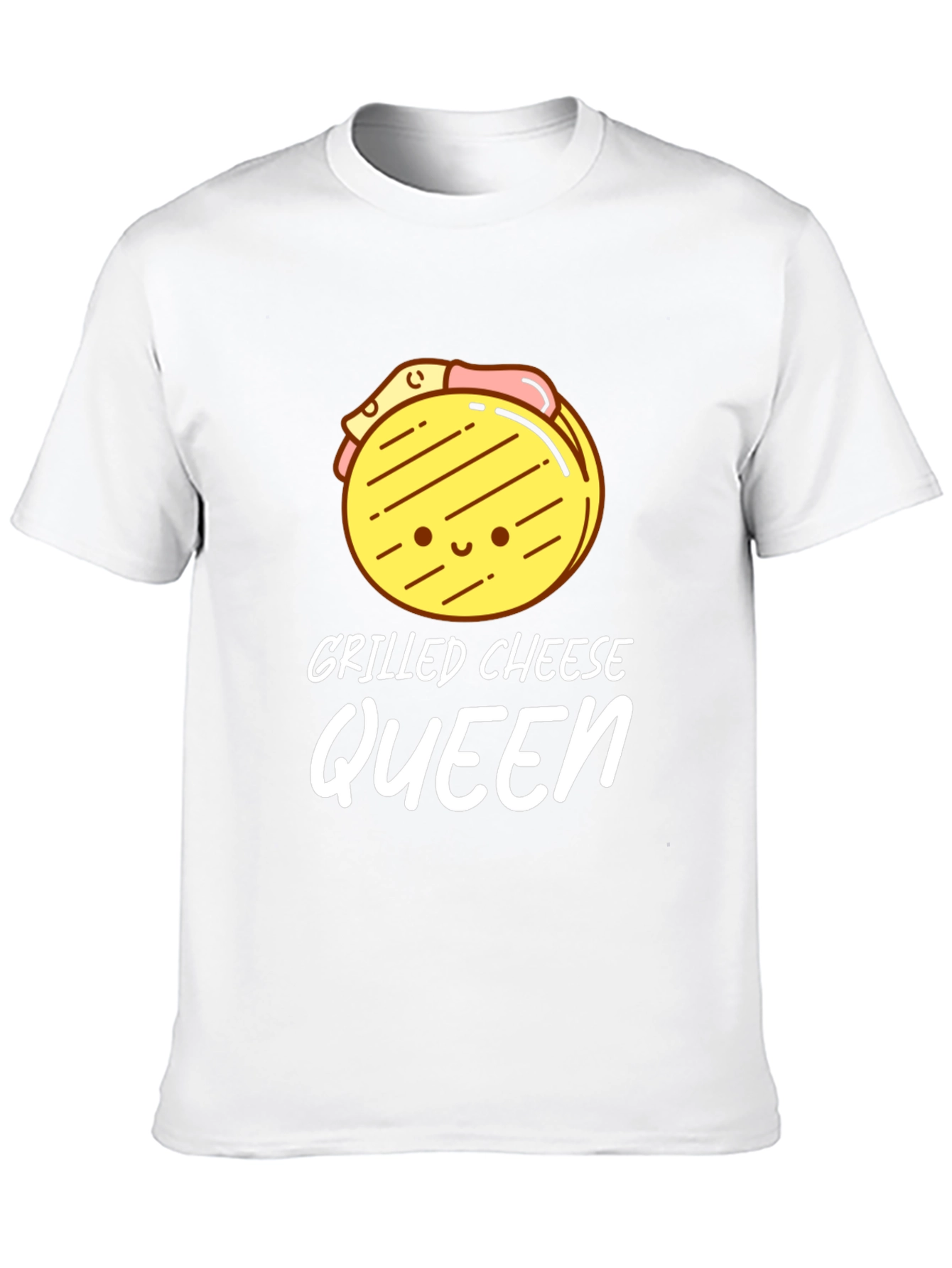 Black Grilled Cheese Queen T-Shirt - Black, Cute Cartoon Design view 10