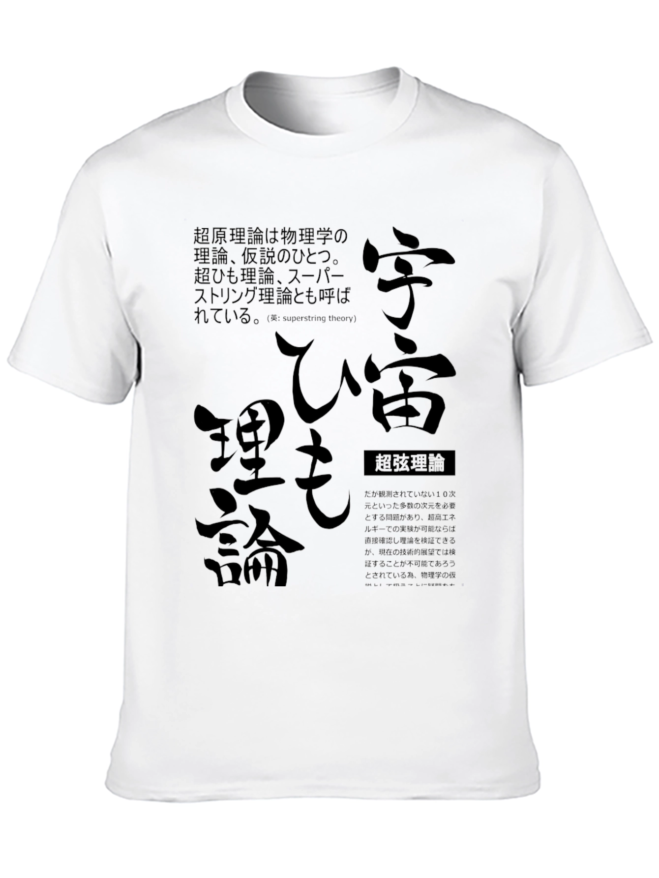 Black Superstring Theory T-Shirt - Japanese Text Design view 10