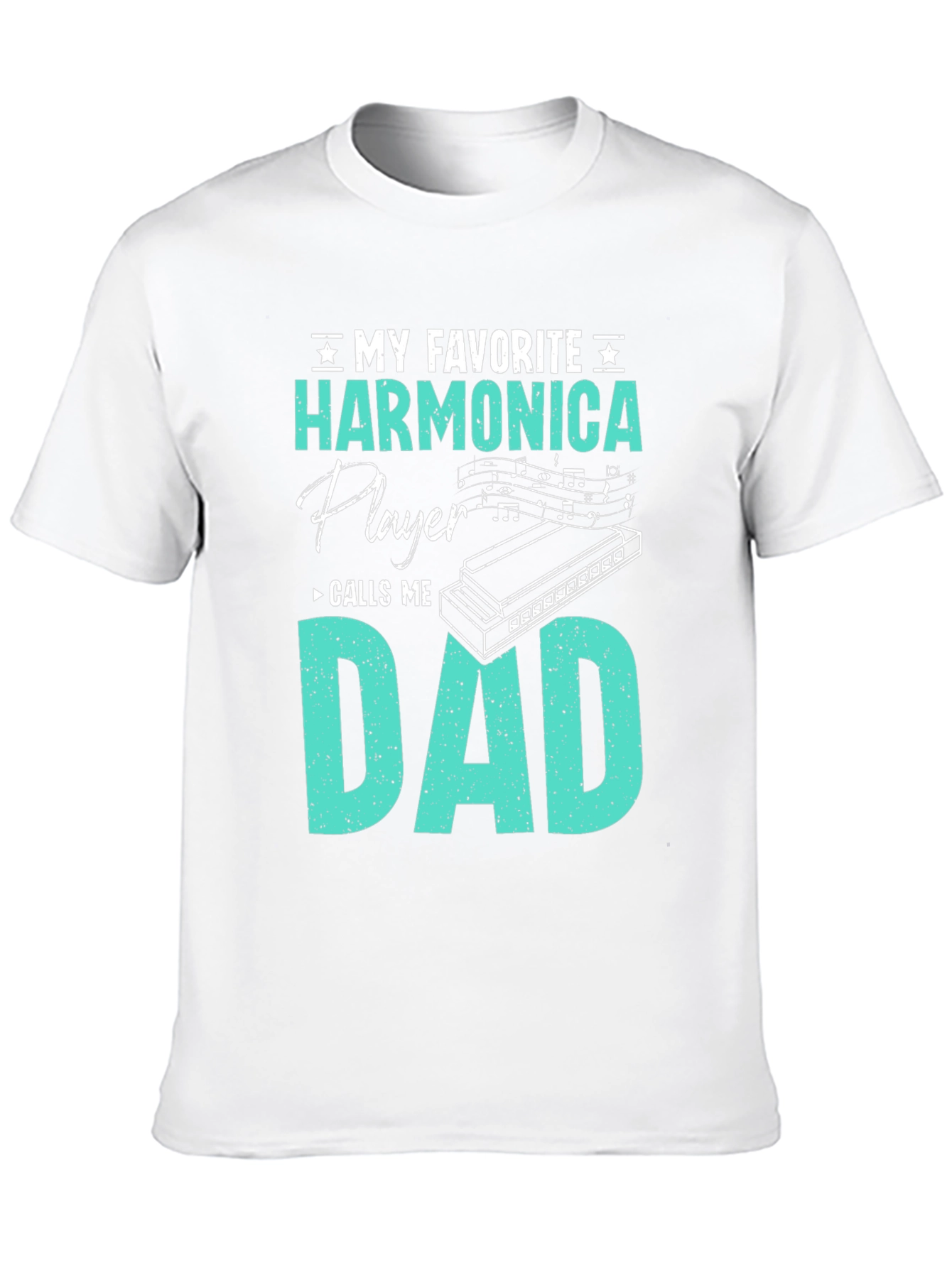 Black Harmonica Player Dad T-Shirt - Musician Father's Day Gift view 10