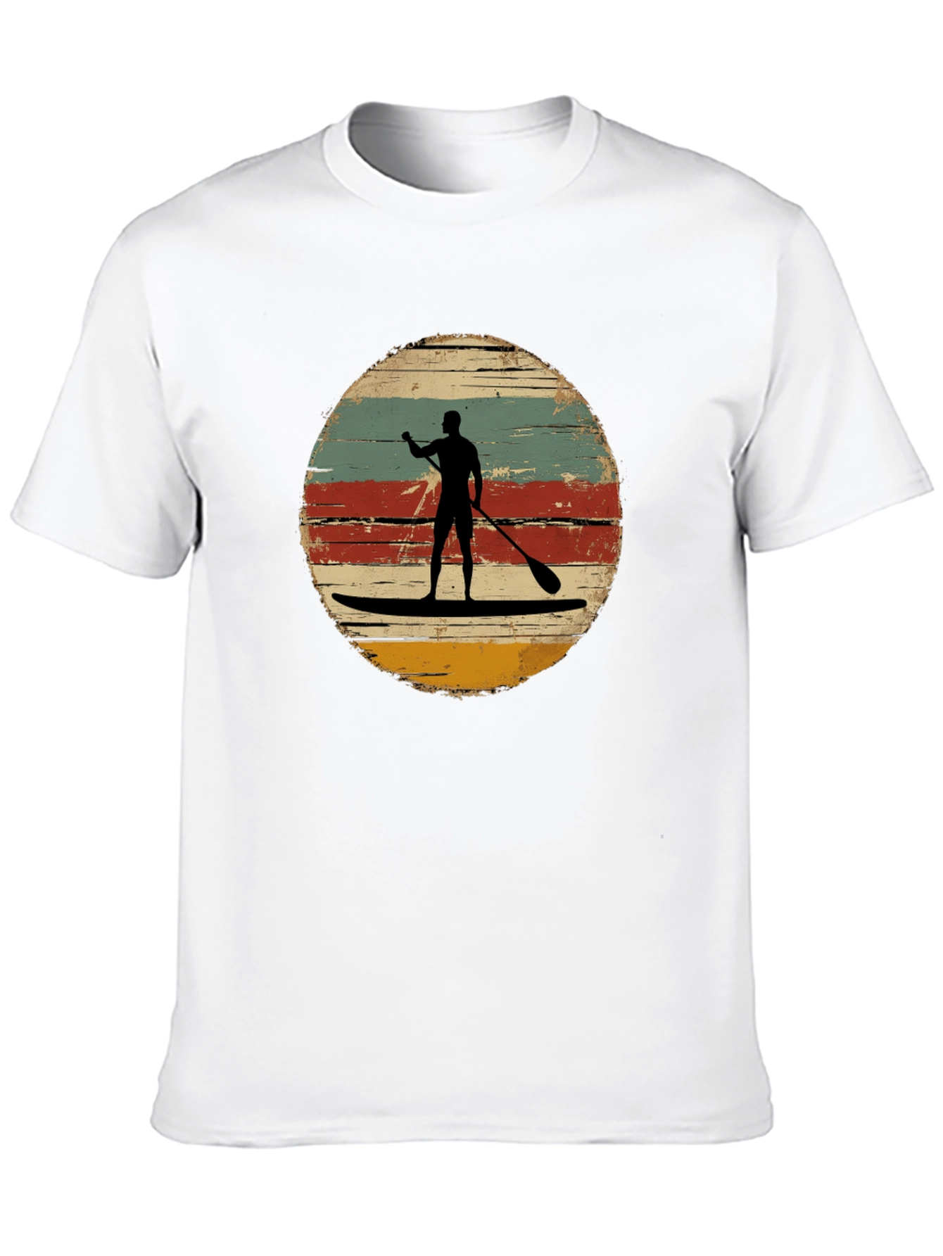 Black Retro Paddle Boarding T-Shirt - Vintage Style Surfing Tee view 10