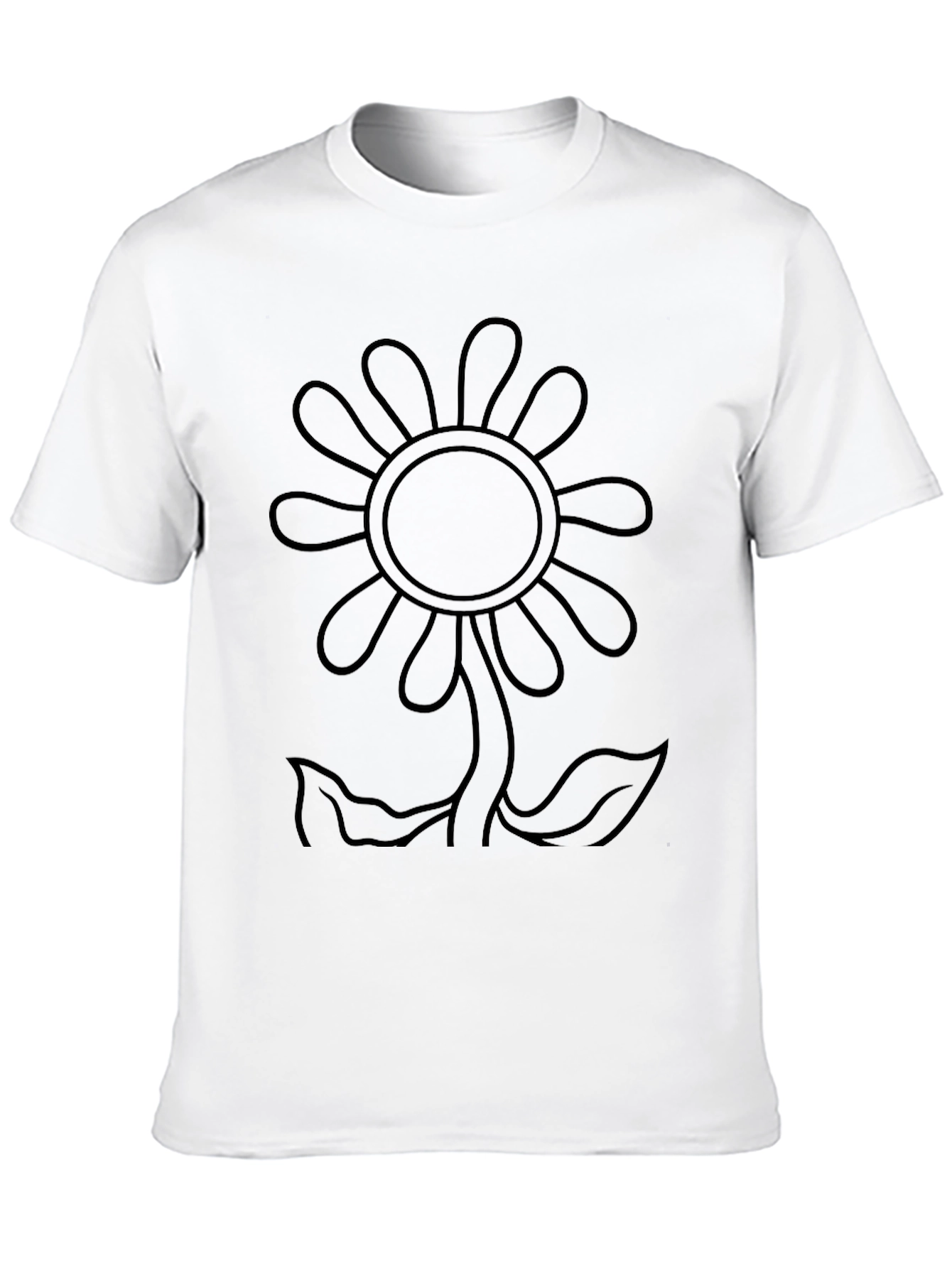 Black Black Flower Outline Graphic T-Shirt view 10