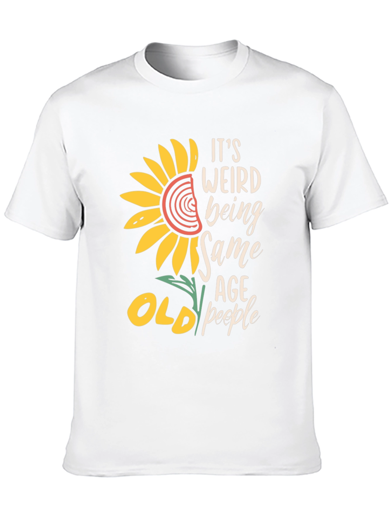Black Funny Old People T-Shirt, Sunflower Design view 10