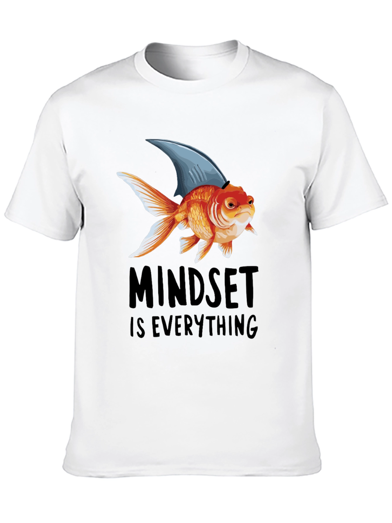 Black Mindset is Everything T-Shirt: Goldfish with Shark Fin view 10