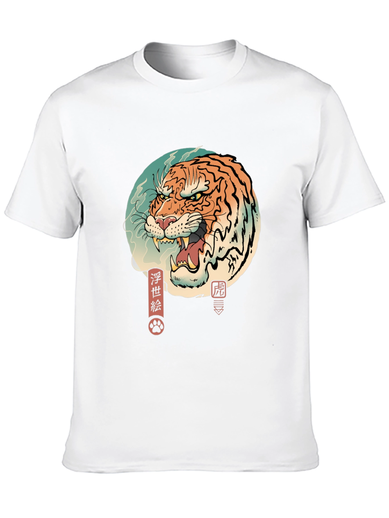 Black Ukiyo-e Tiger Graphic Tee - Men's Black T-Shirt view 10