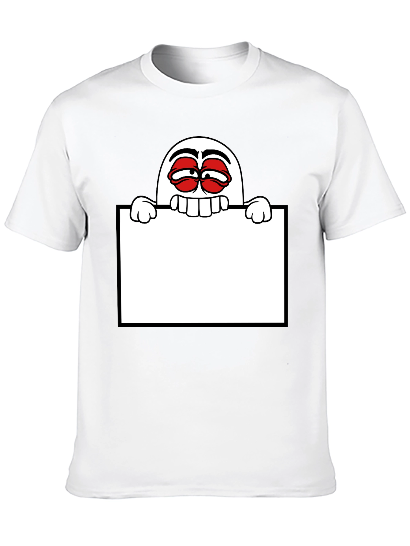 Black Funny Graphic Tee - Cartoon Character Holding Sign view 10