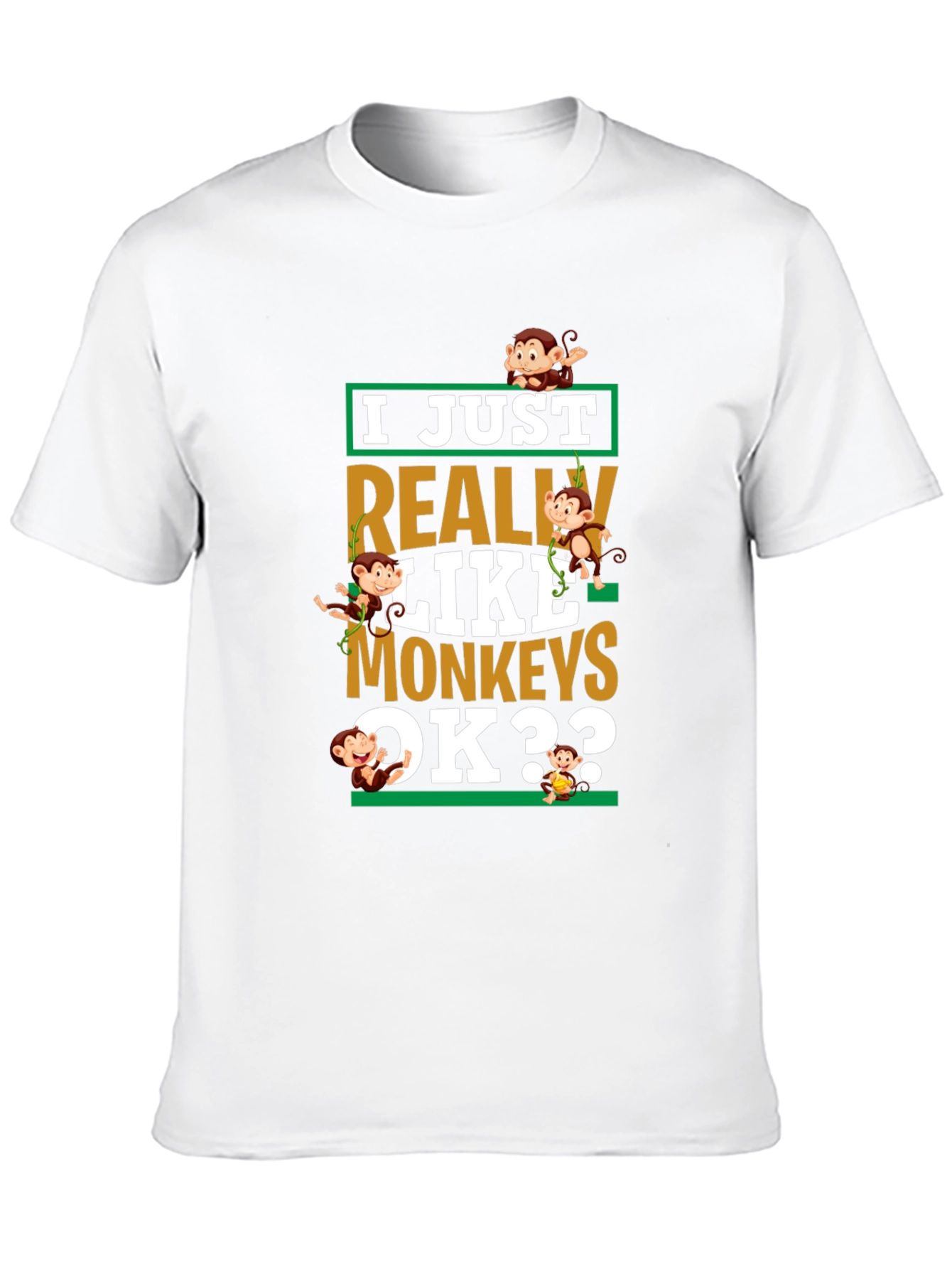 Black I Just Really Like Monkeys T-Shirt view 10