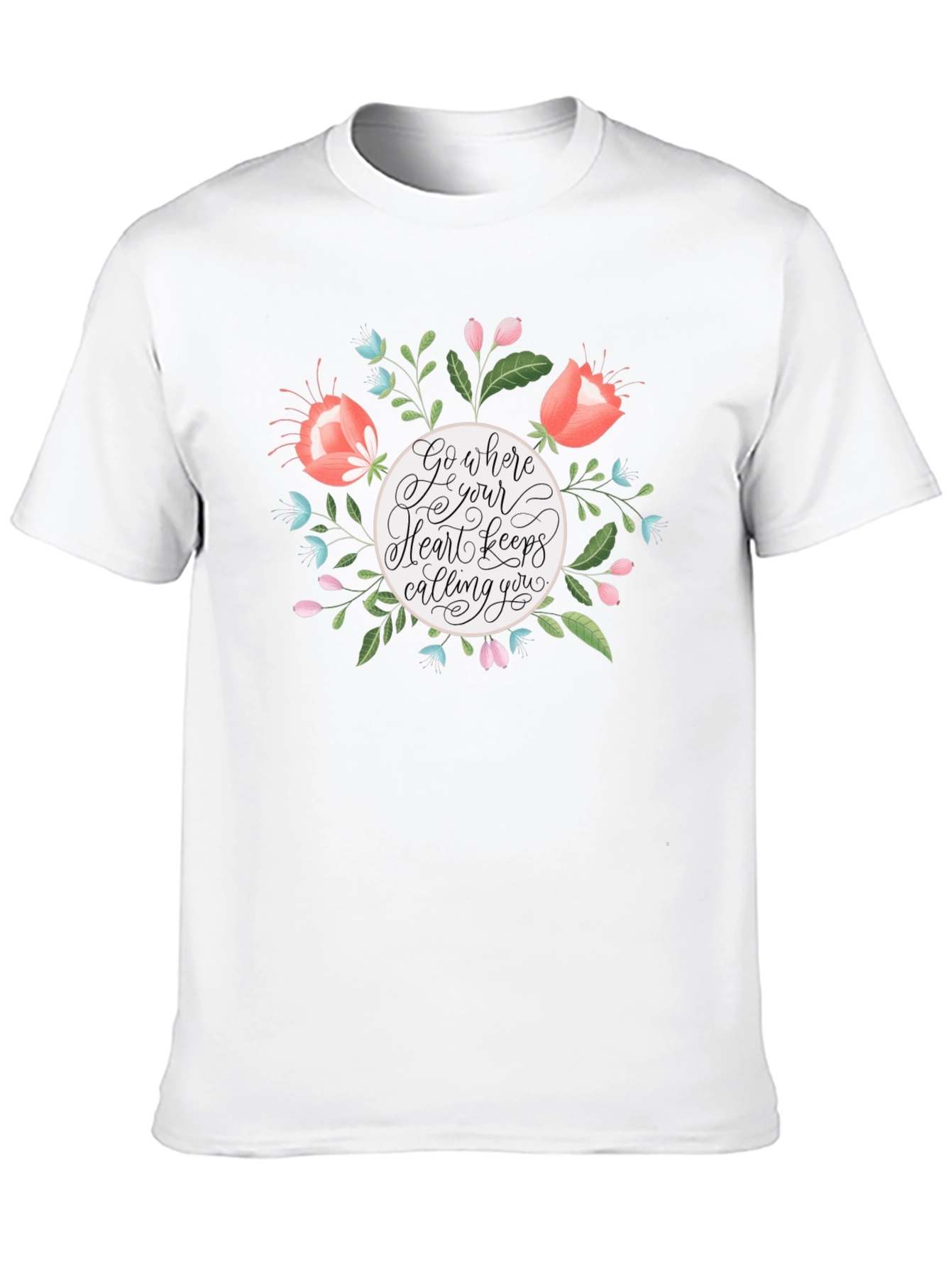 Black Floral Heart Keeps Calling Tee view 10