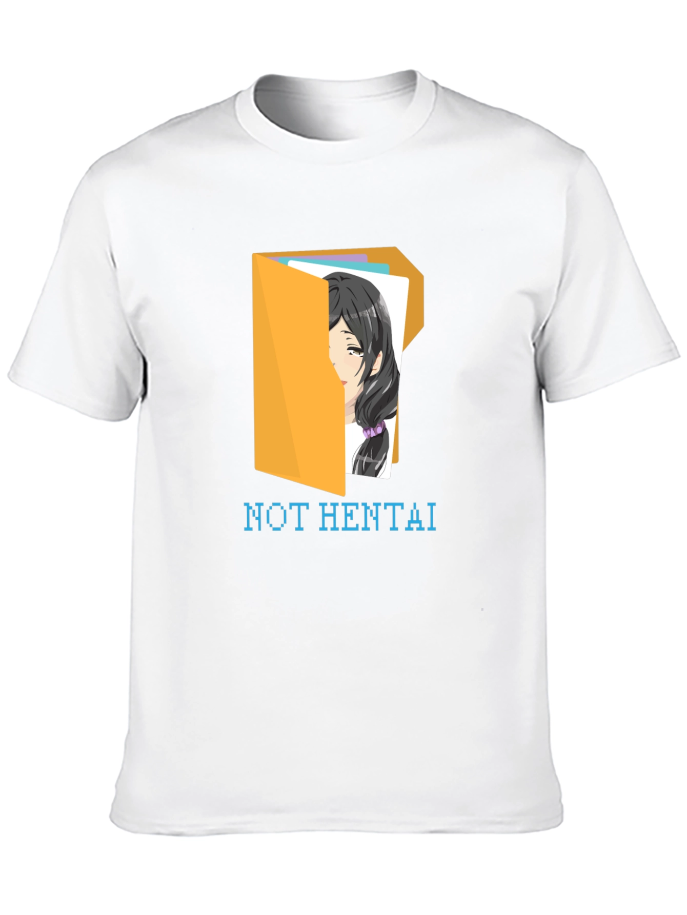 Black Not Hentai T-Shirt - Anime Folder Design view 10