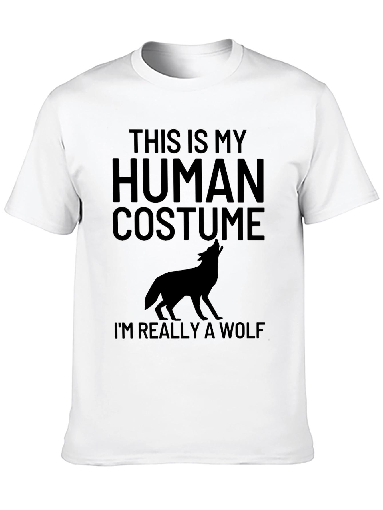 Black Human Costume Wolf T-Shirt - Fun Halloween Tee view 10