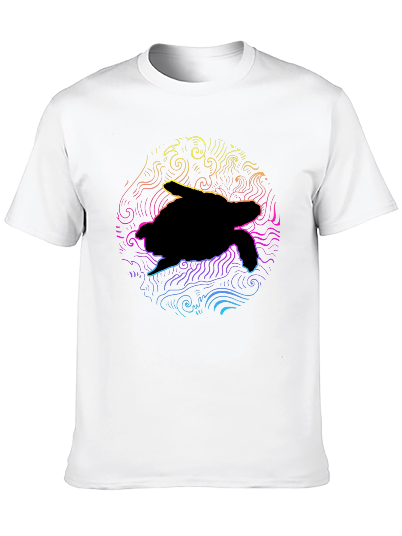 Black Neon Turtle Graphic T-Shirt - Black Cotton Blend view 10
