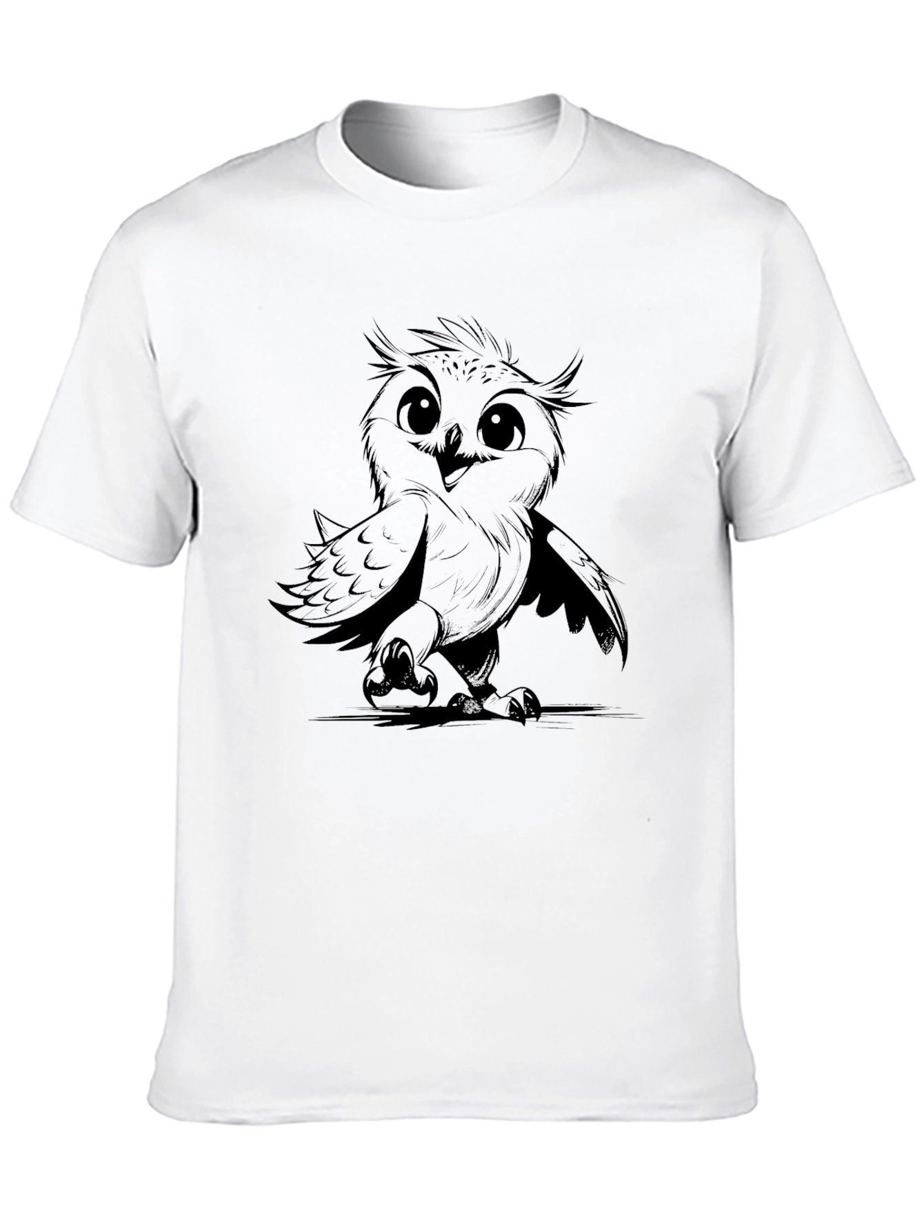 Black Men's Owl Graphic Print Black T-Shirt view 10