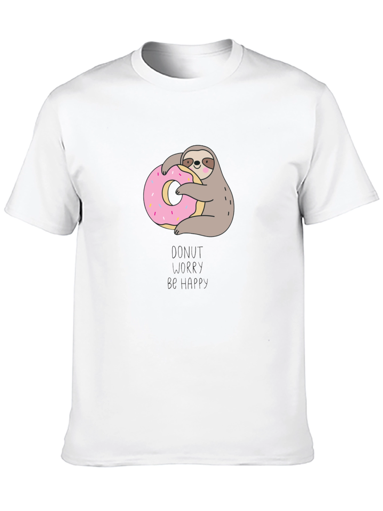 Black Donut Worry Be Happy Sloth T-Shirt view 10