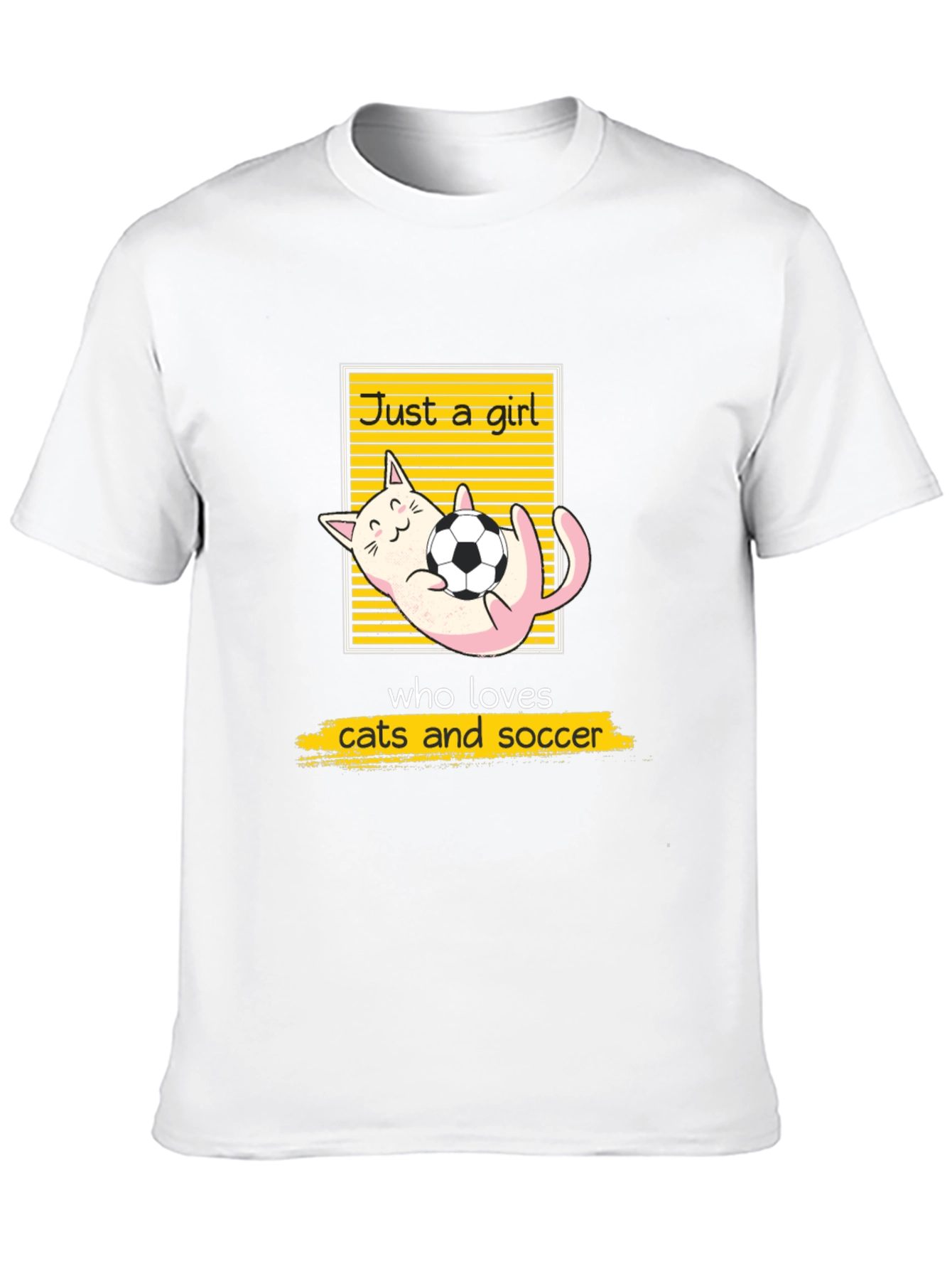 Black Just a Girl Who Loves Cats and Soccer T-Shirt view 10