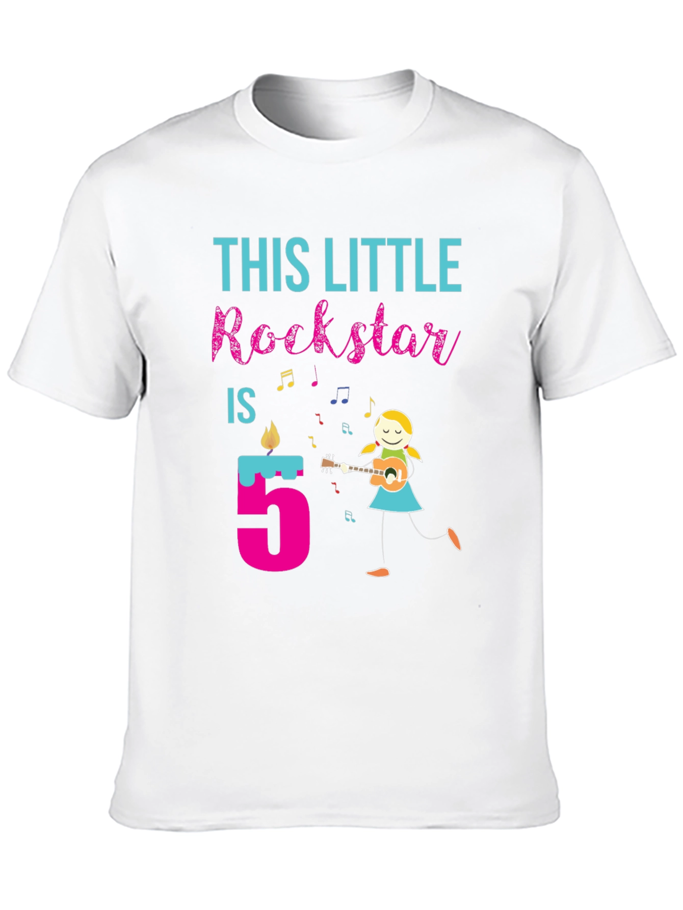 Black Little Rockstar 5th Birthday T-Shirt view 10