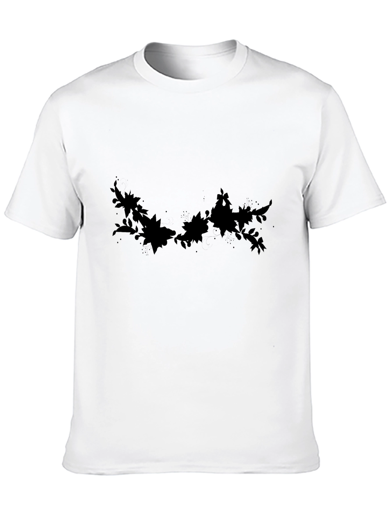 Black Men's Black Graphic Tee - Floral Silhouette view 10