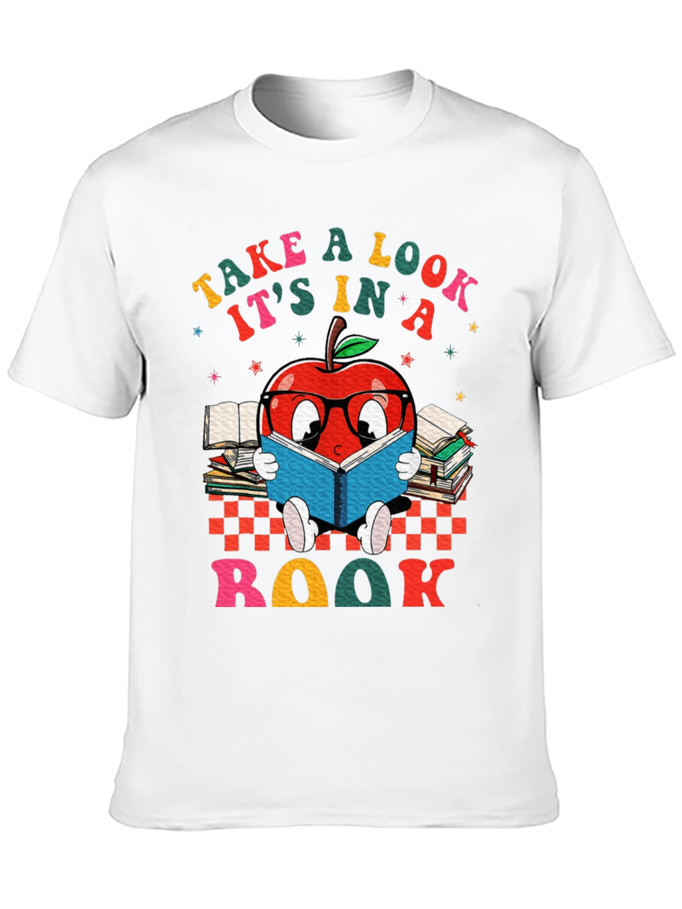 Black Bookworm Apple T-Shirt - Take a Look, It's in a Book! view 10